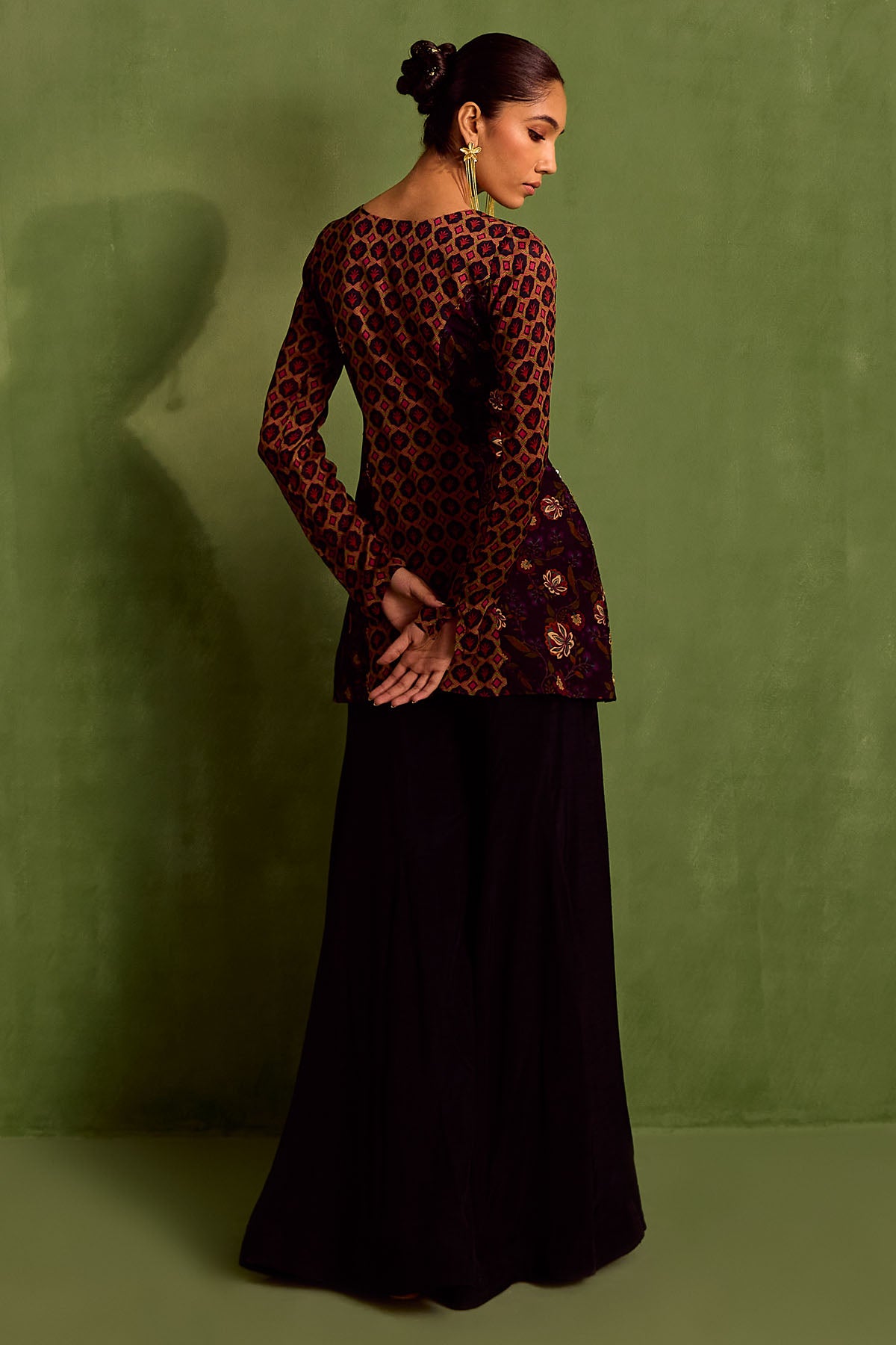 Black Embroidered Sharara Set