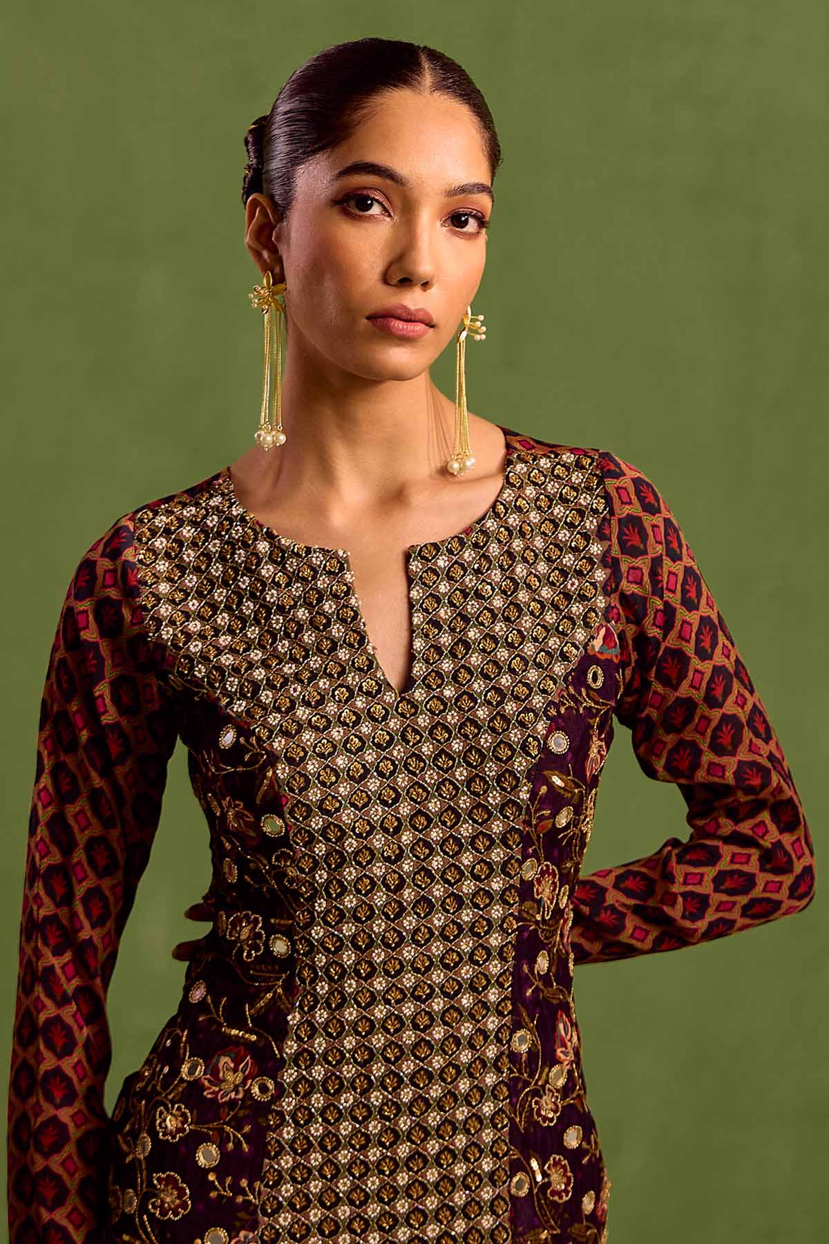 Black Embroidered Sharara Set