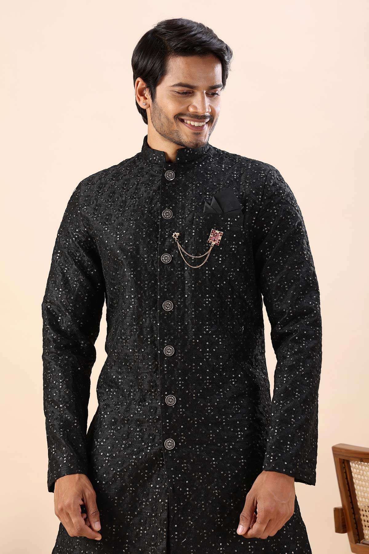 Embroidery Black Sherwani Pants
