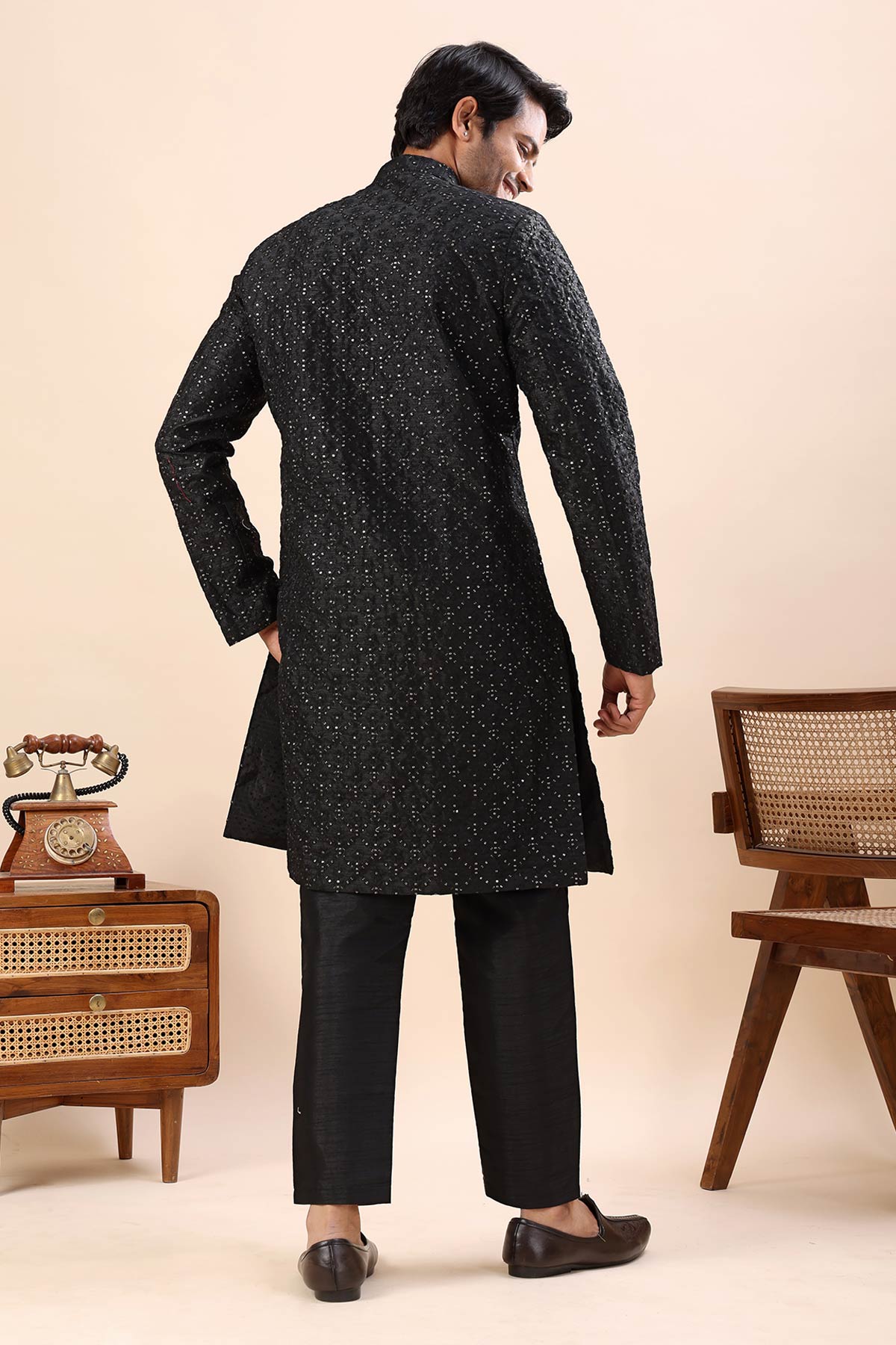 Embroidery Black Sherwani Pants
