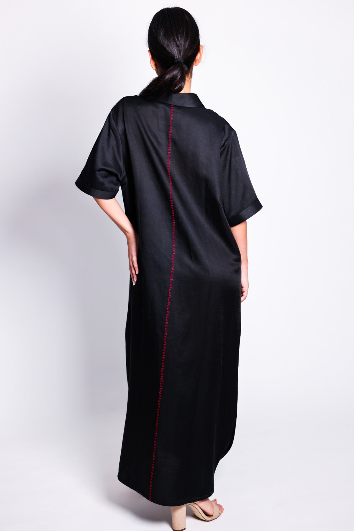 Black Embroidered Shirt Dress