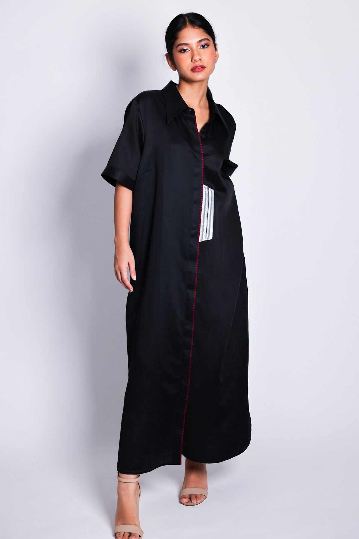 Buy Arya Giri Black Embroidered Shirt Dress