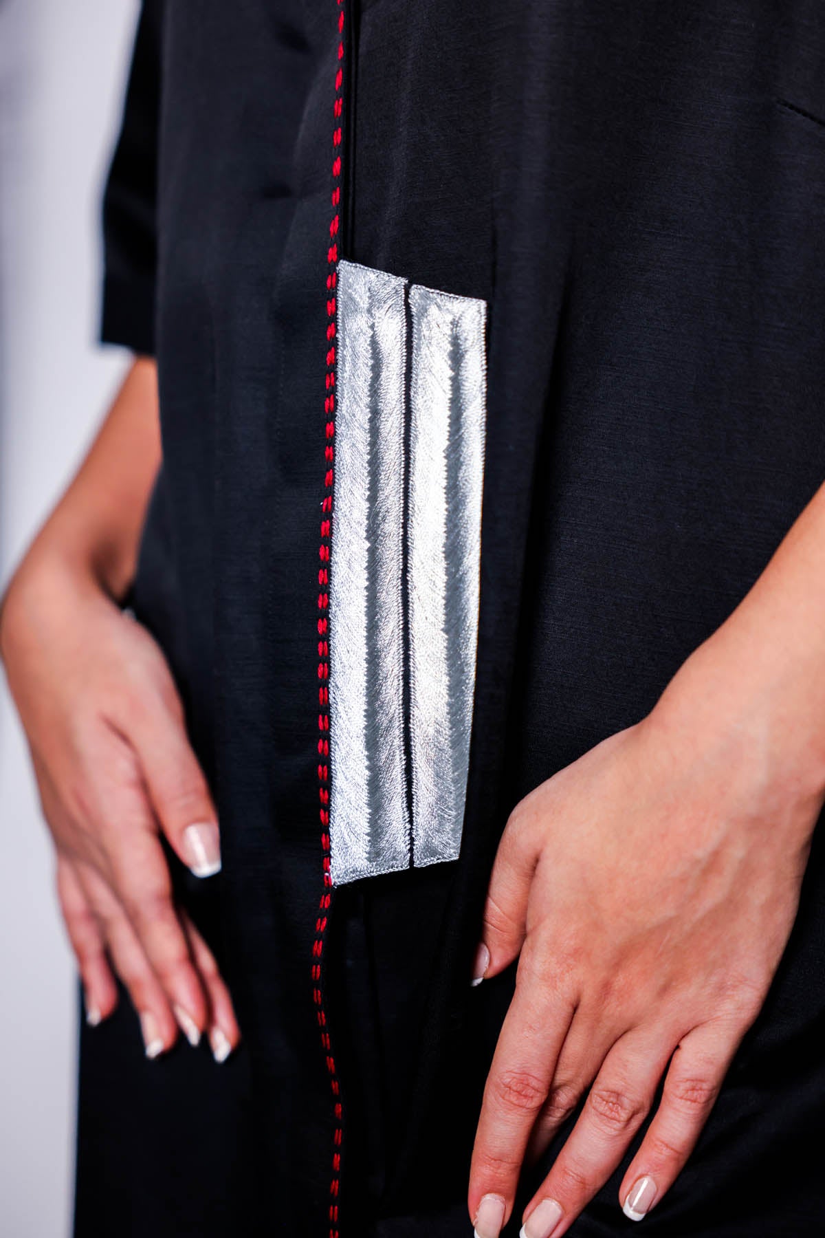 Black Embroidered Shirt Dress