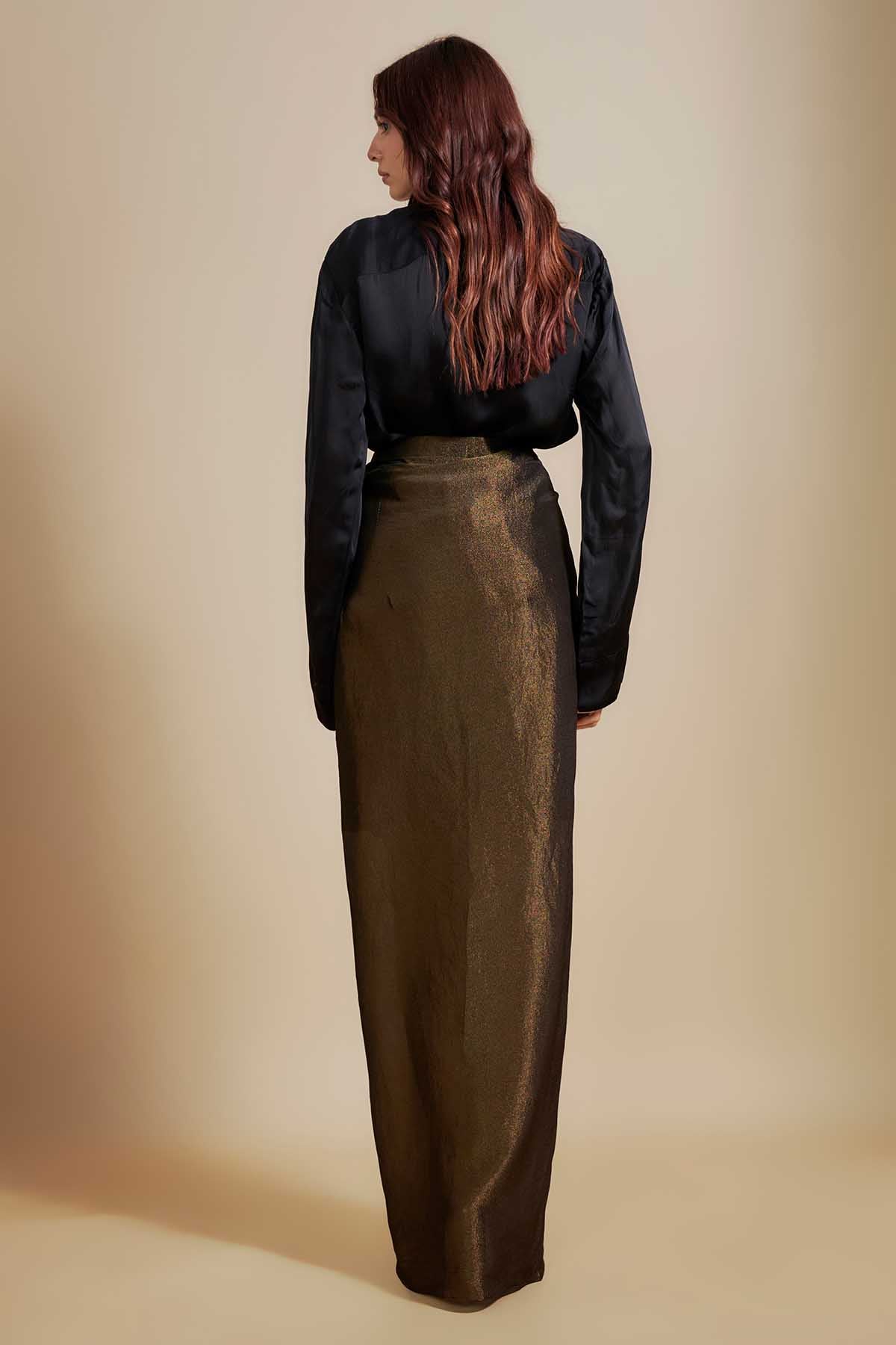 Black Embroidered Shirt & Skirt