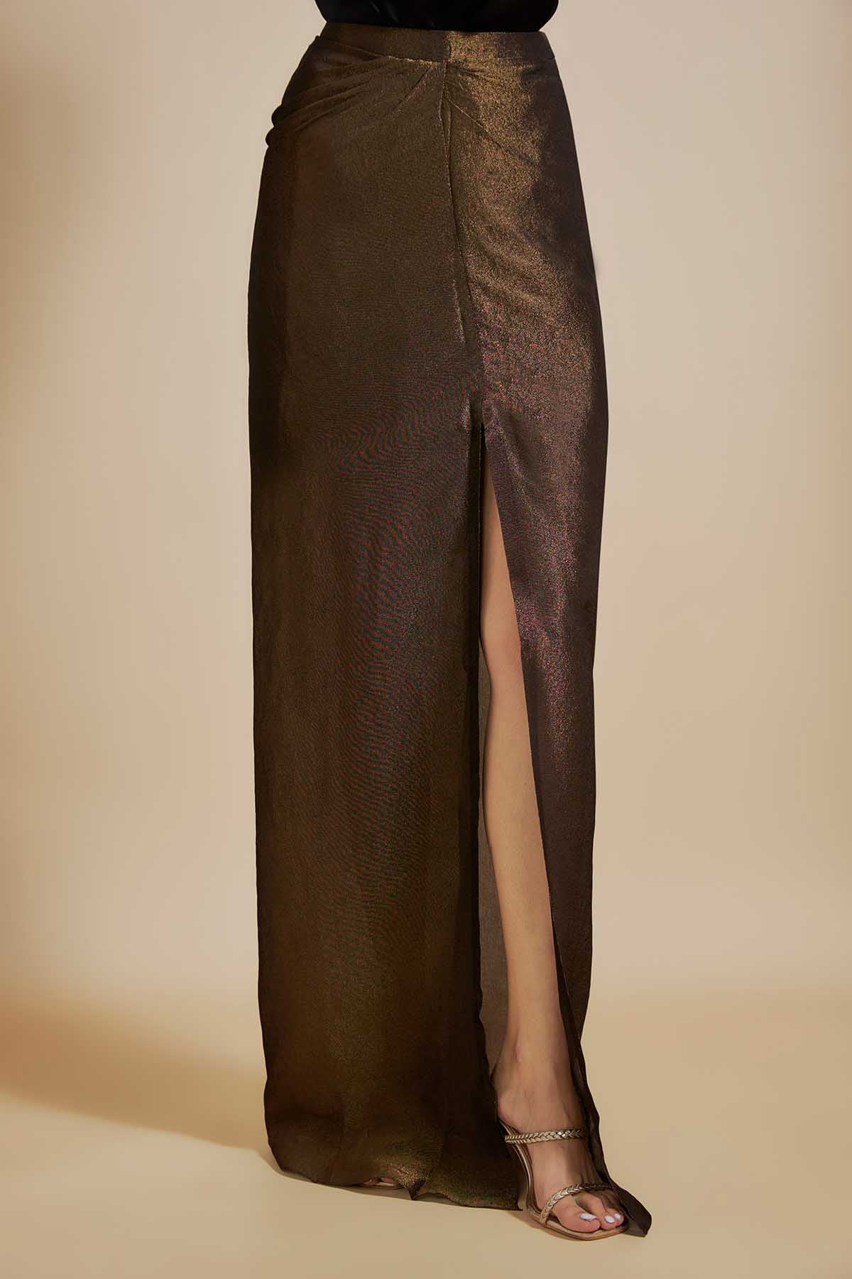 Black Embroidered Shirt & Skirt