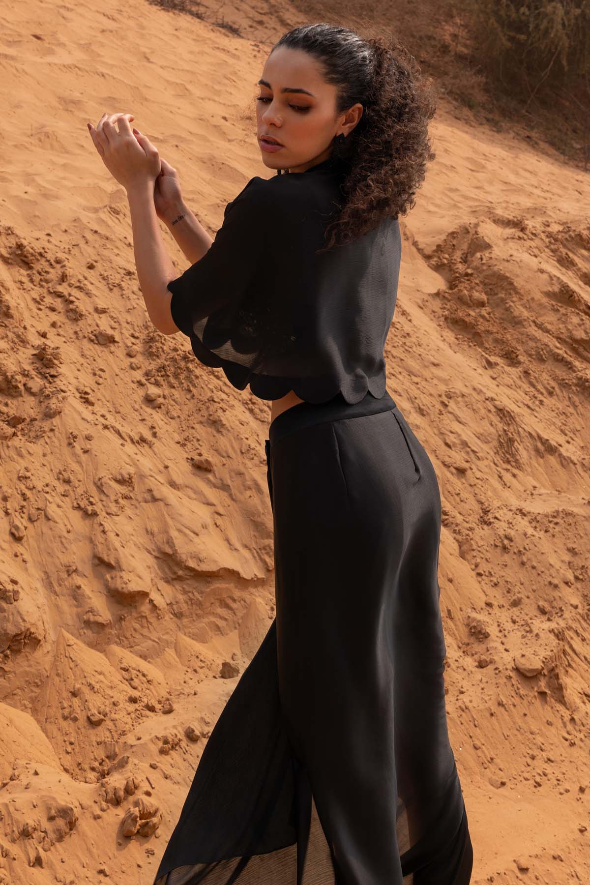 Black Embroidered Skirt Set