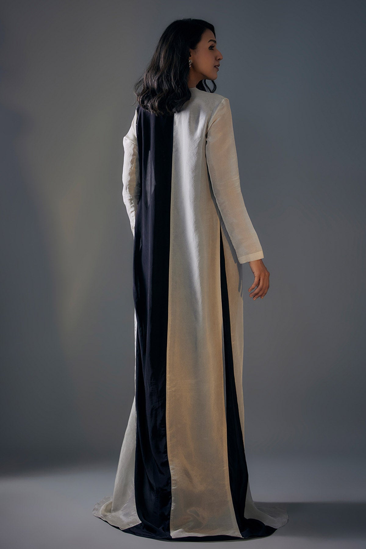 Black Embroidered Slit Skirt Set