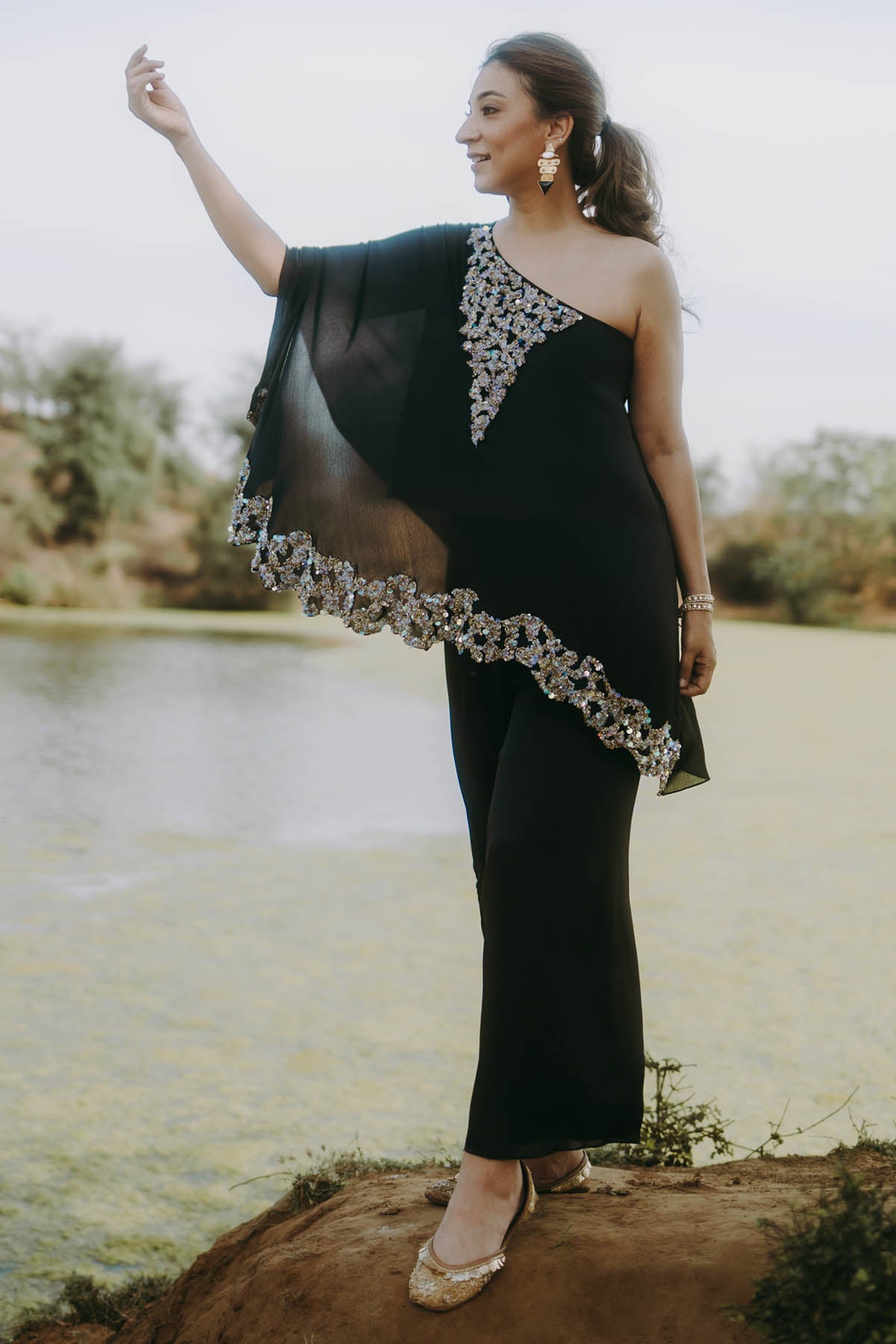 Black Embroidered Tunic & Pants