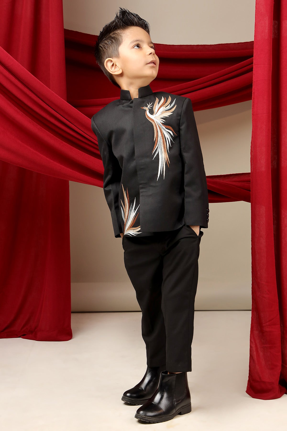 Black Embroidery Coat And Pant