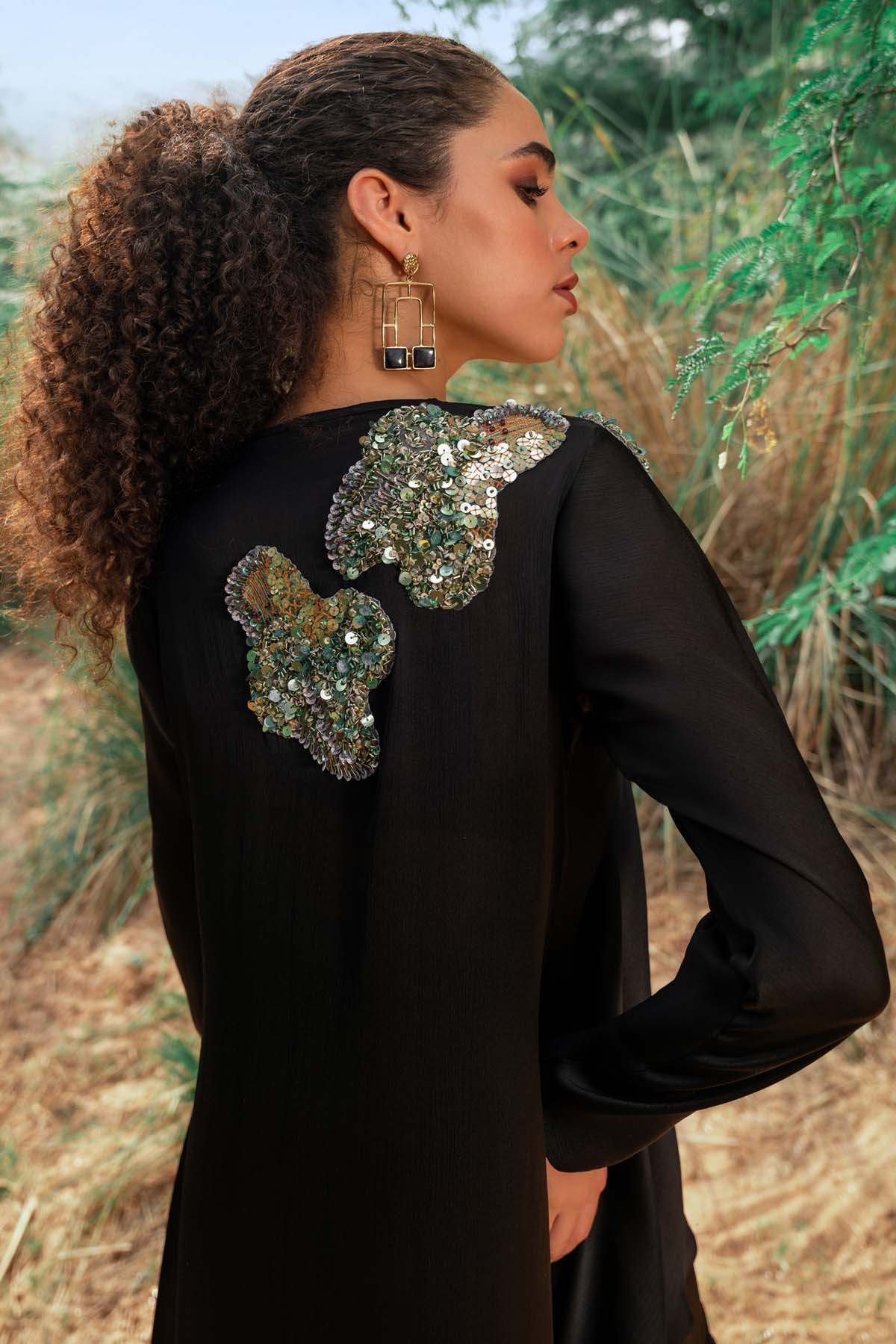 Black Flared Indo-Western Set