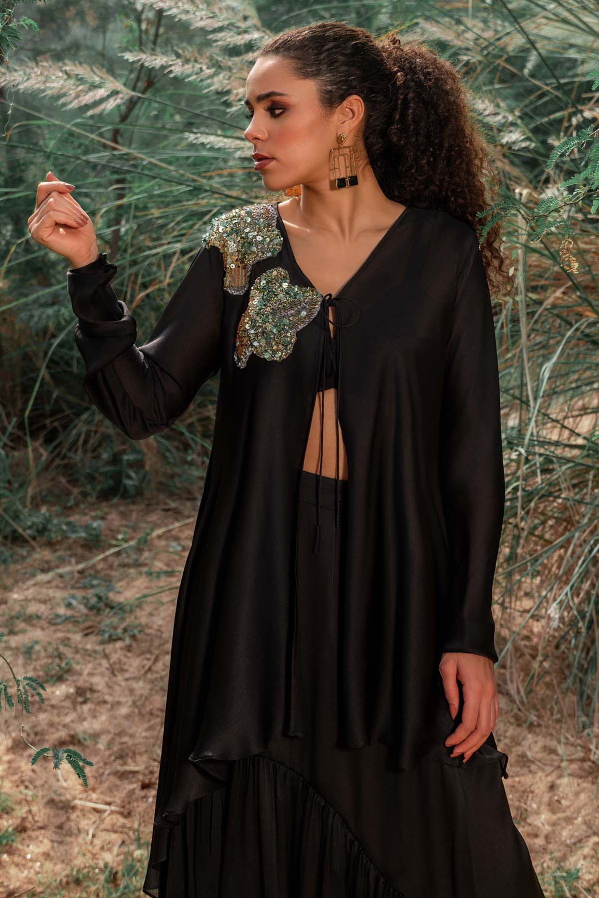 Black Flared Indo-Western Set