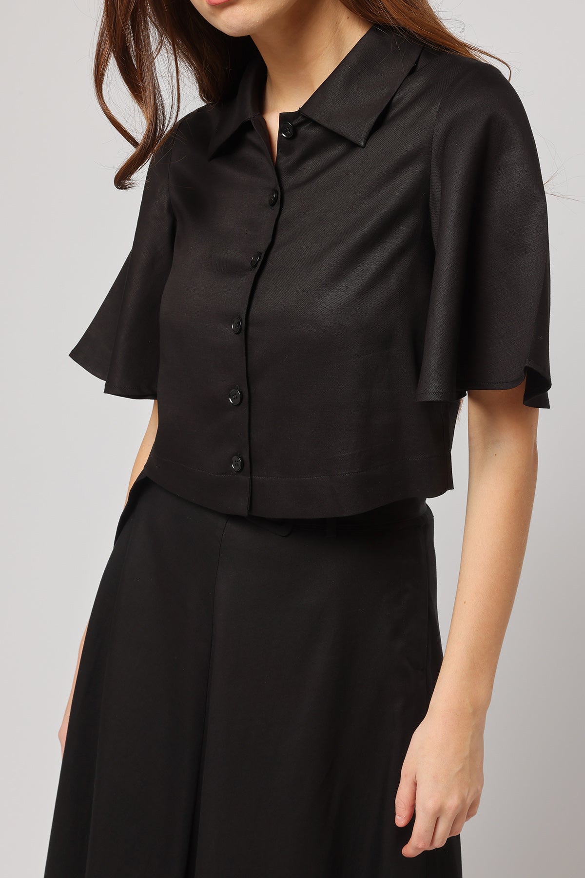 Buy Black Flared Sleeves Crop Top by Ashita Fernandes for Women online at ScrollnShops