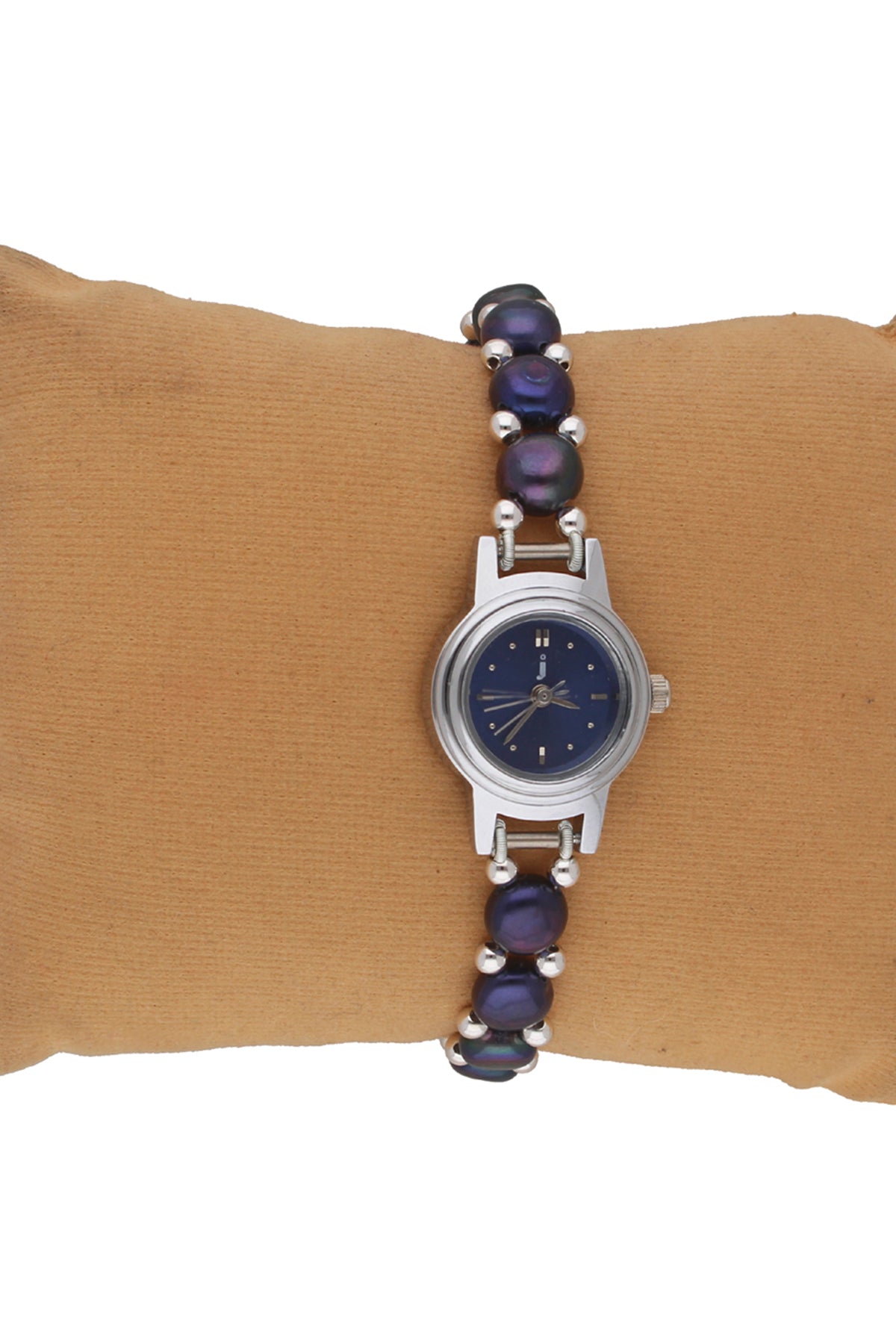 Black Flat Shaped Pearls Watch