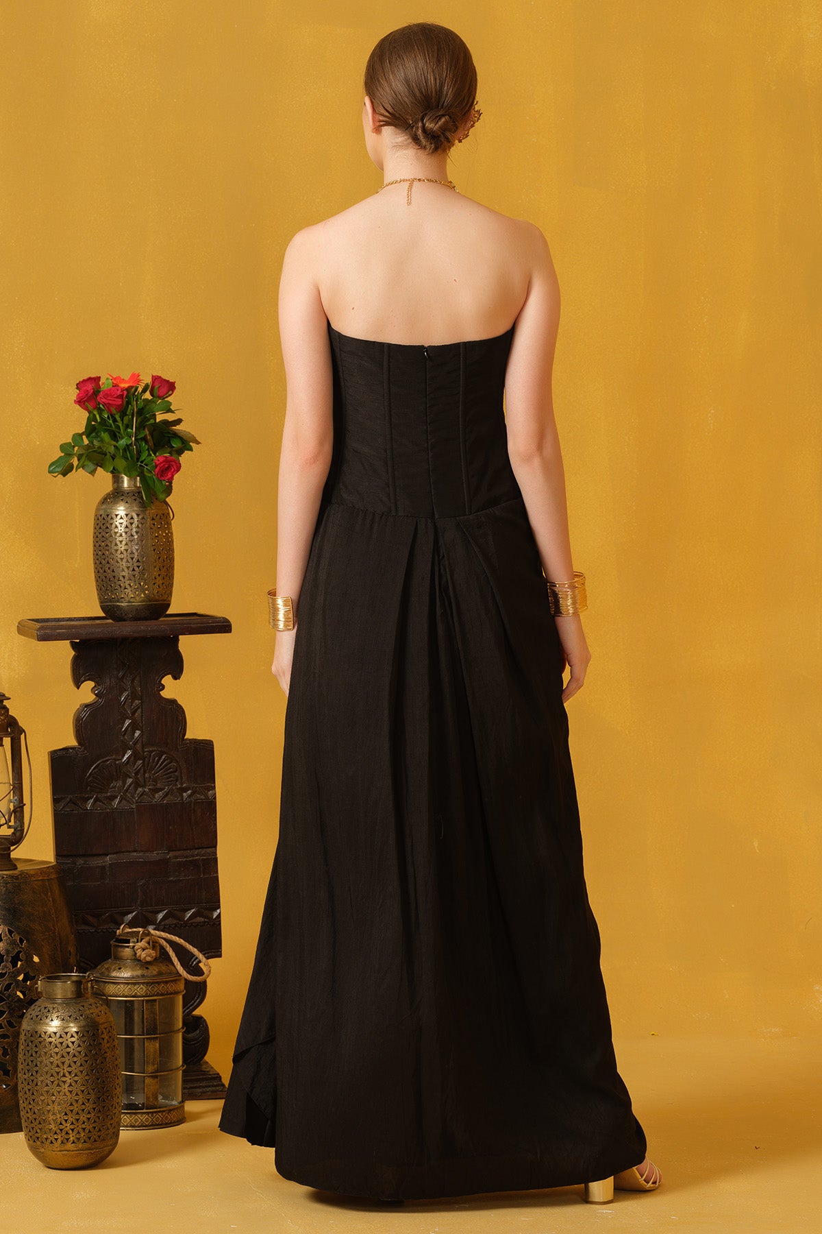 Black Floral Embellished Gown