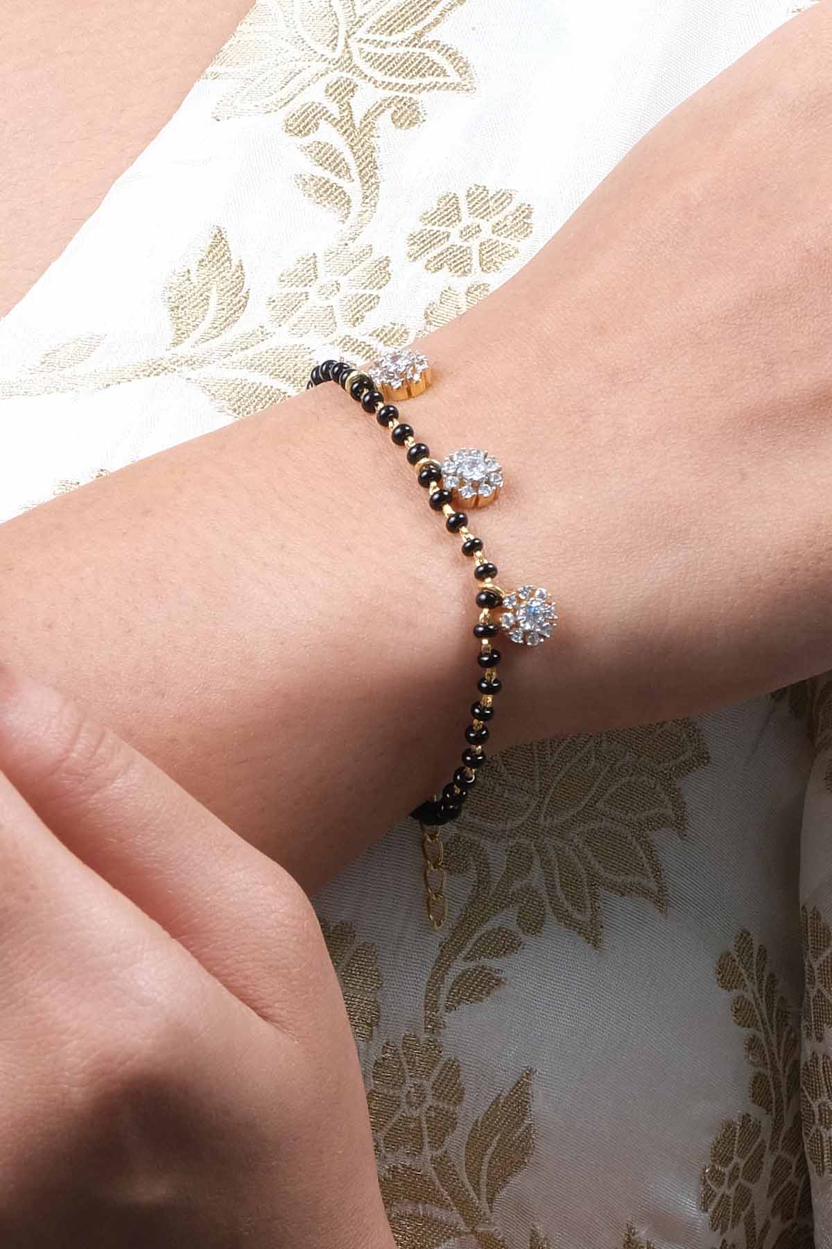 Black Floral Hand Mangalsutra