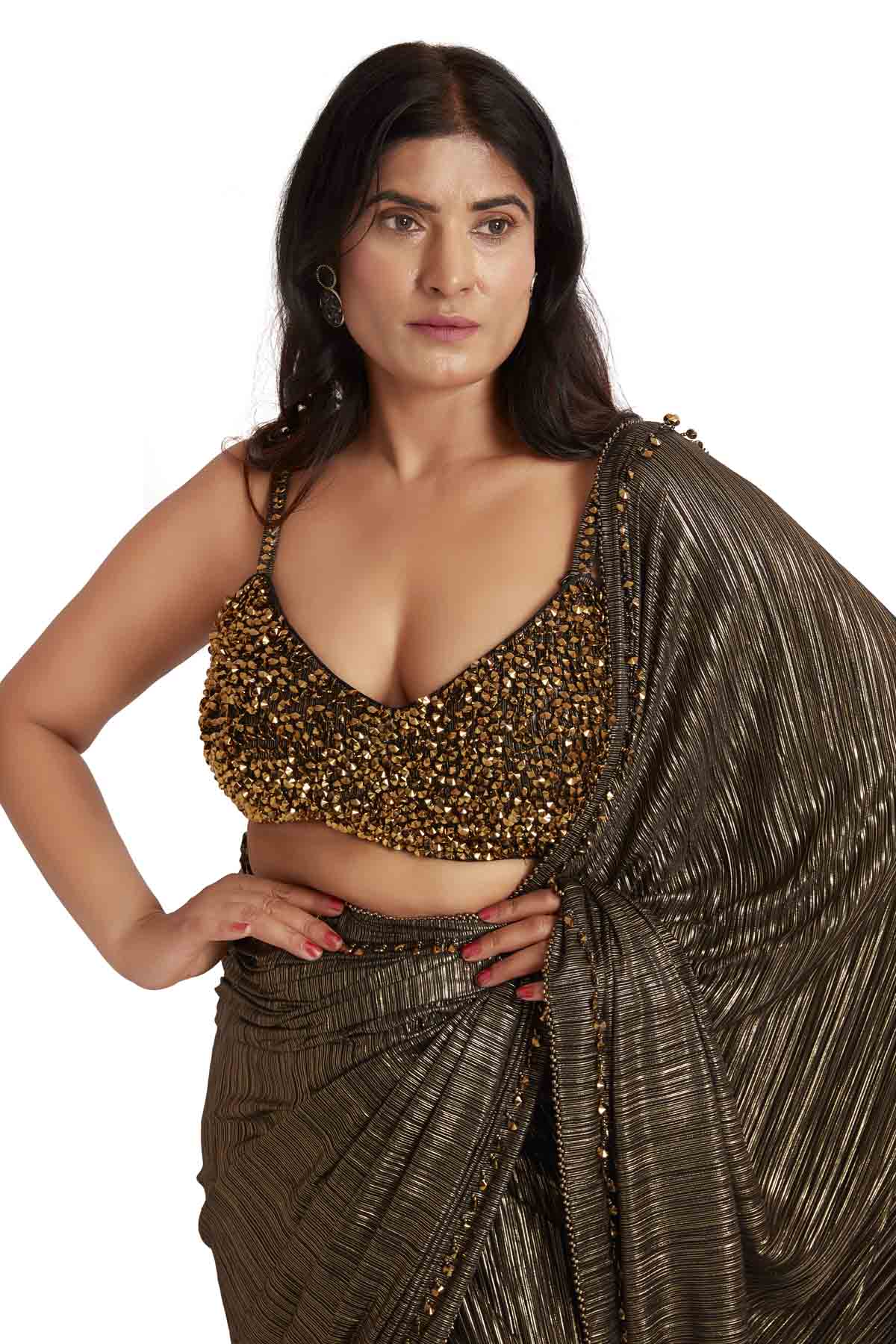 Black Foil Embroidered Saree