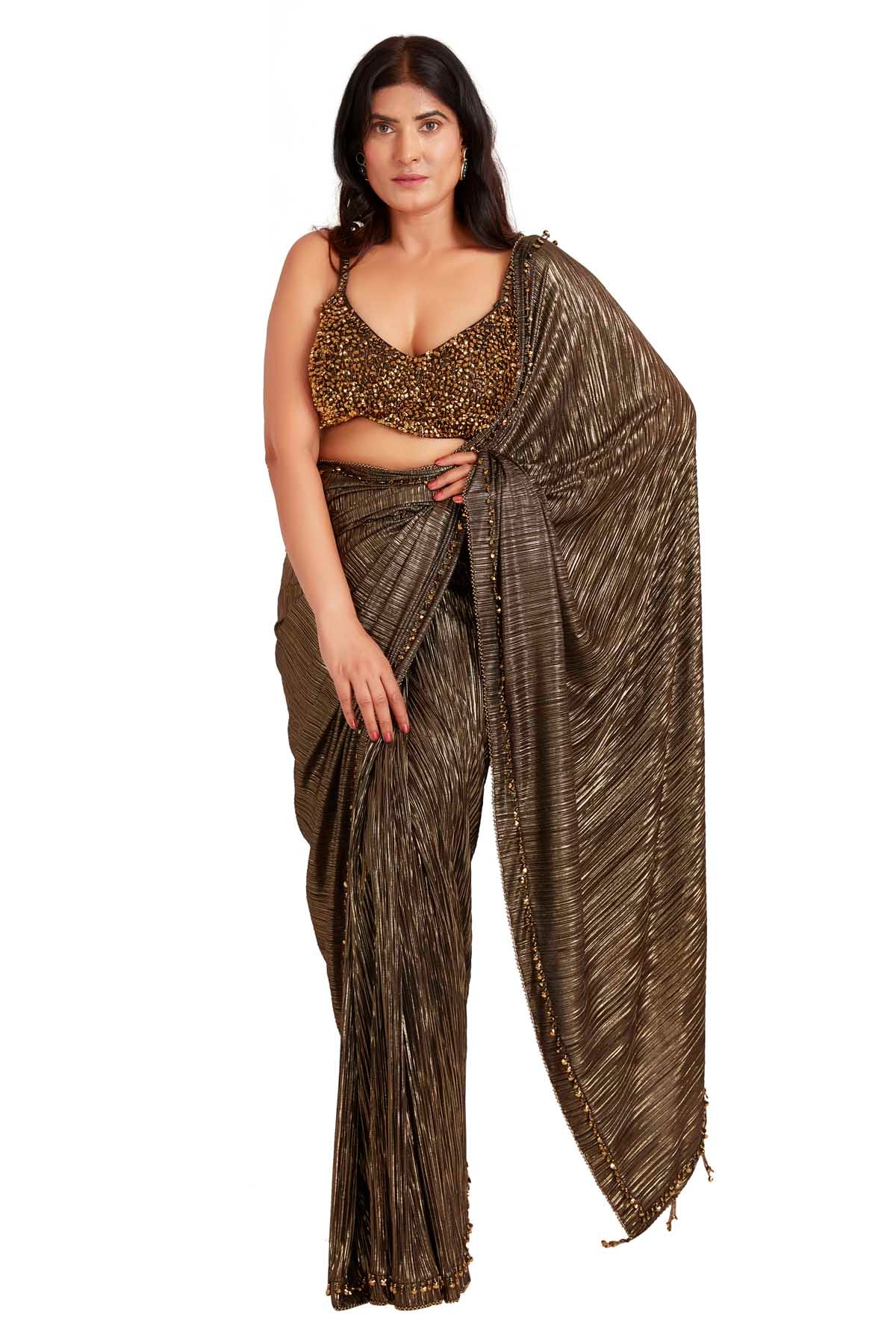 Black Foil Embroidered Saree