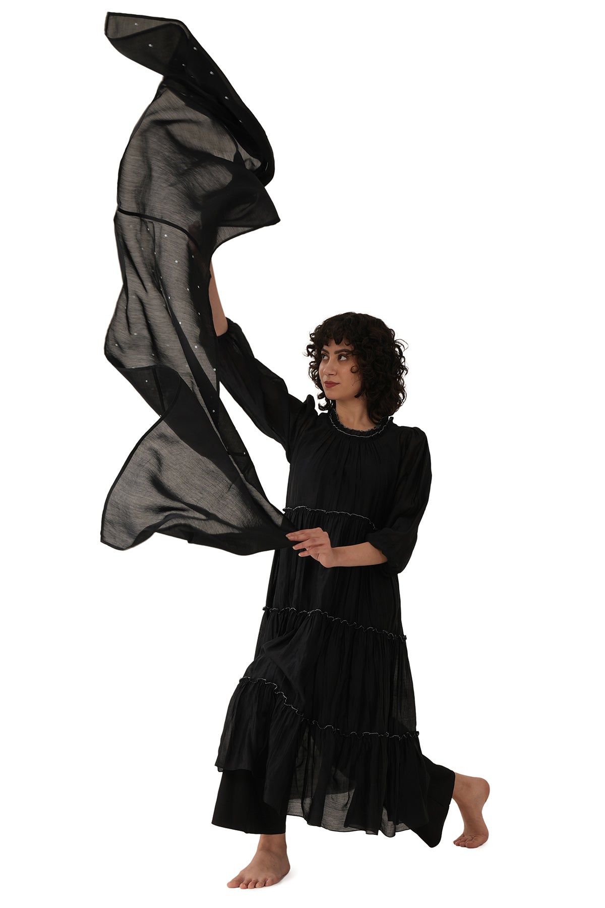 Black Four Layered Kurta Set