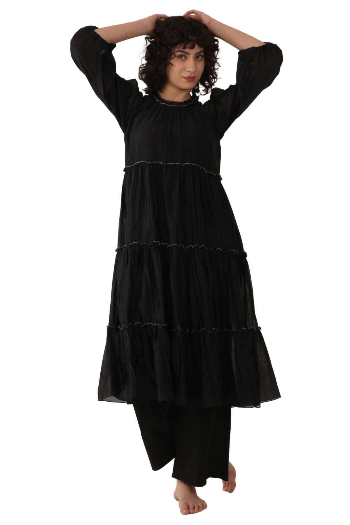 Black Four Layered Kurta Set