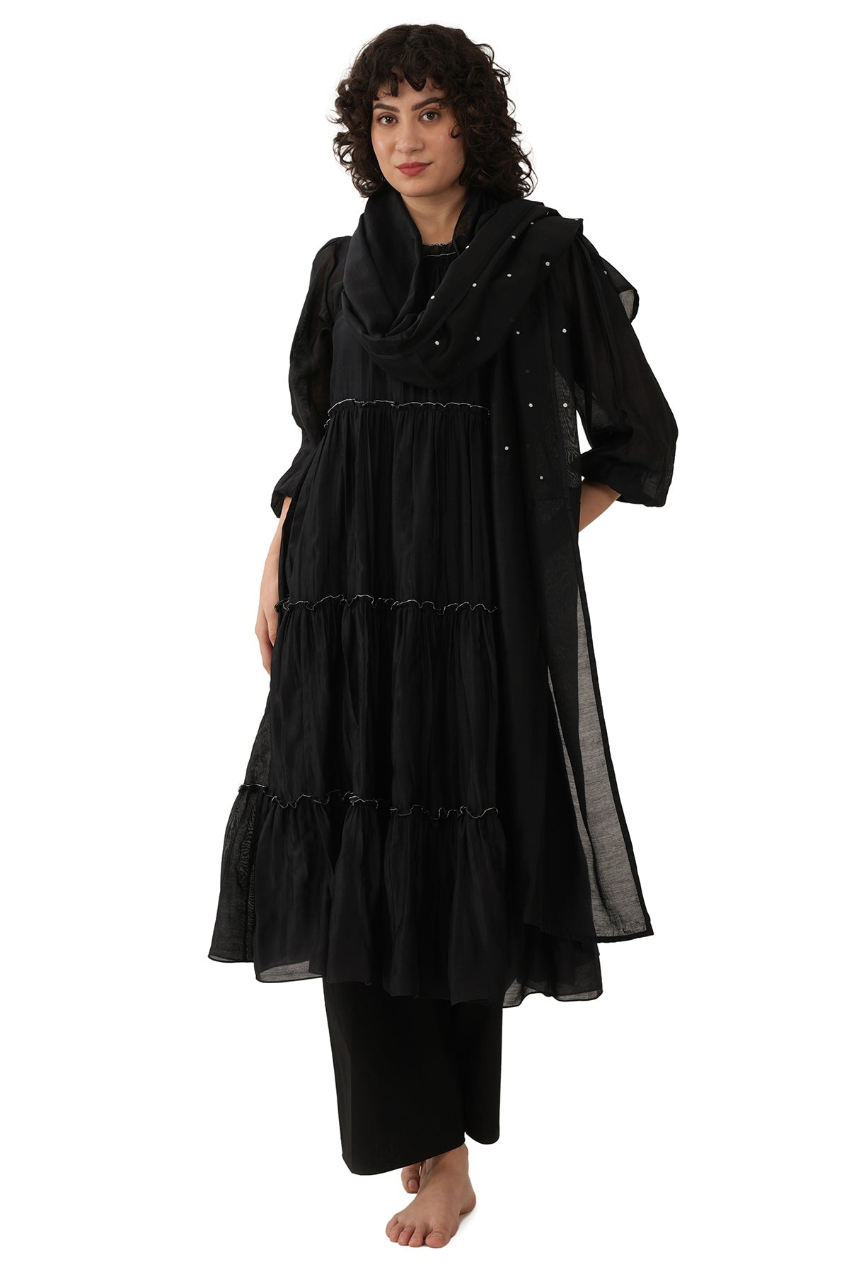 Buy Black Four Layered Kurta Set for women by Khat Clothing online available at scrollnshops