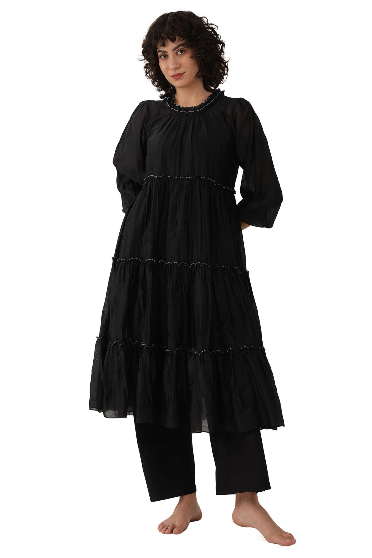 Black Four Layered Kurta Set