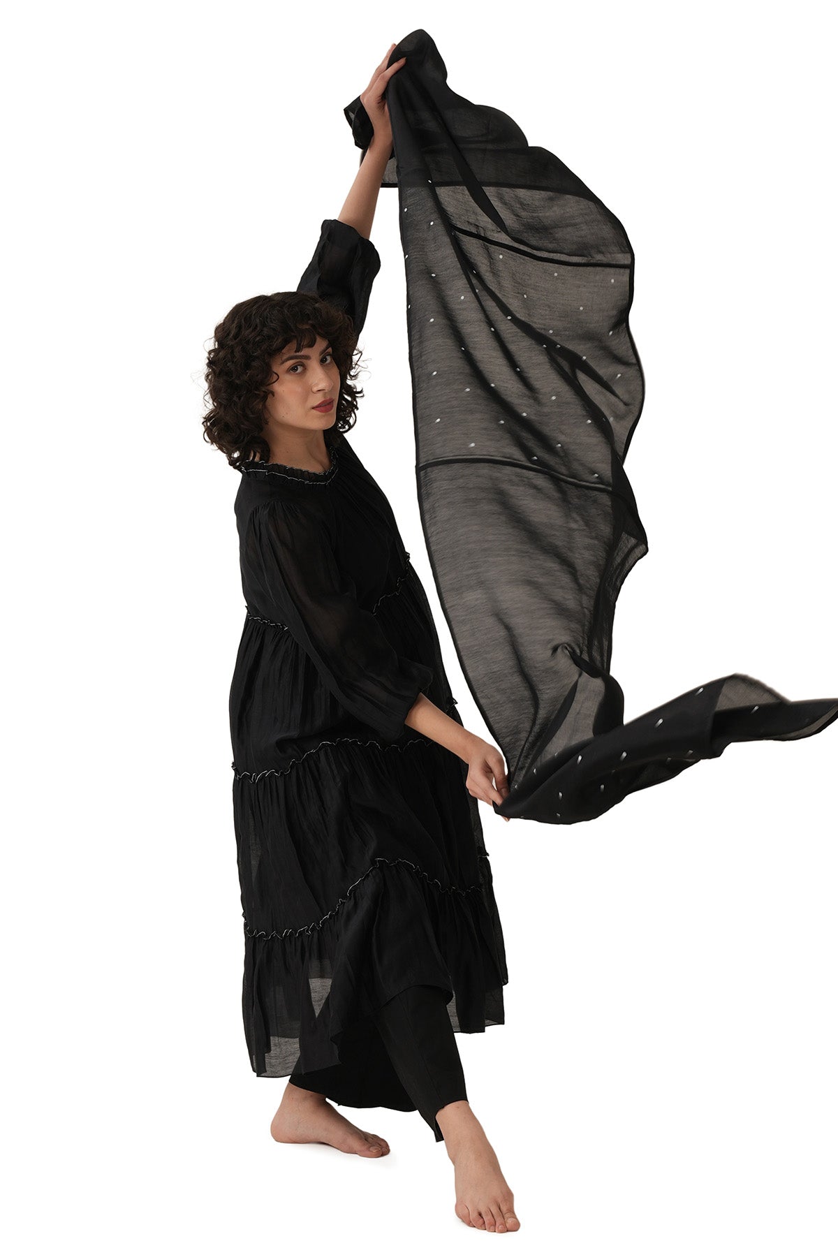 Black Four Layered Kurta Set