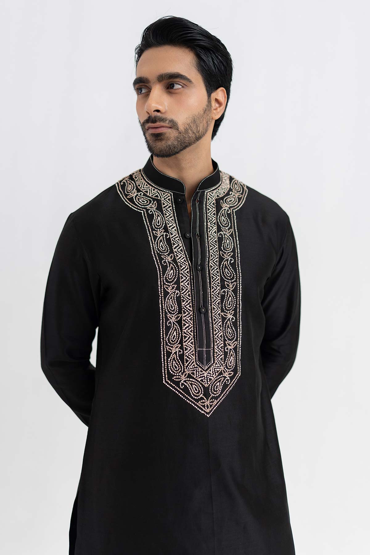 Black French Knot Kurta & Pants