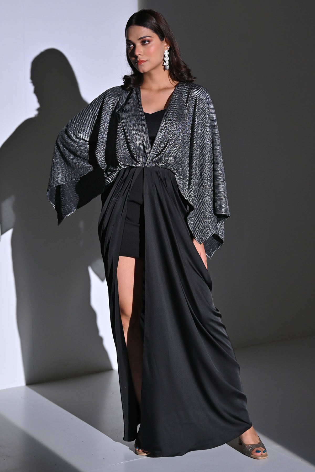 The Black Lover Black Front Cut Kaftan Dress for women online at ScrollnShops