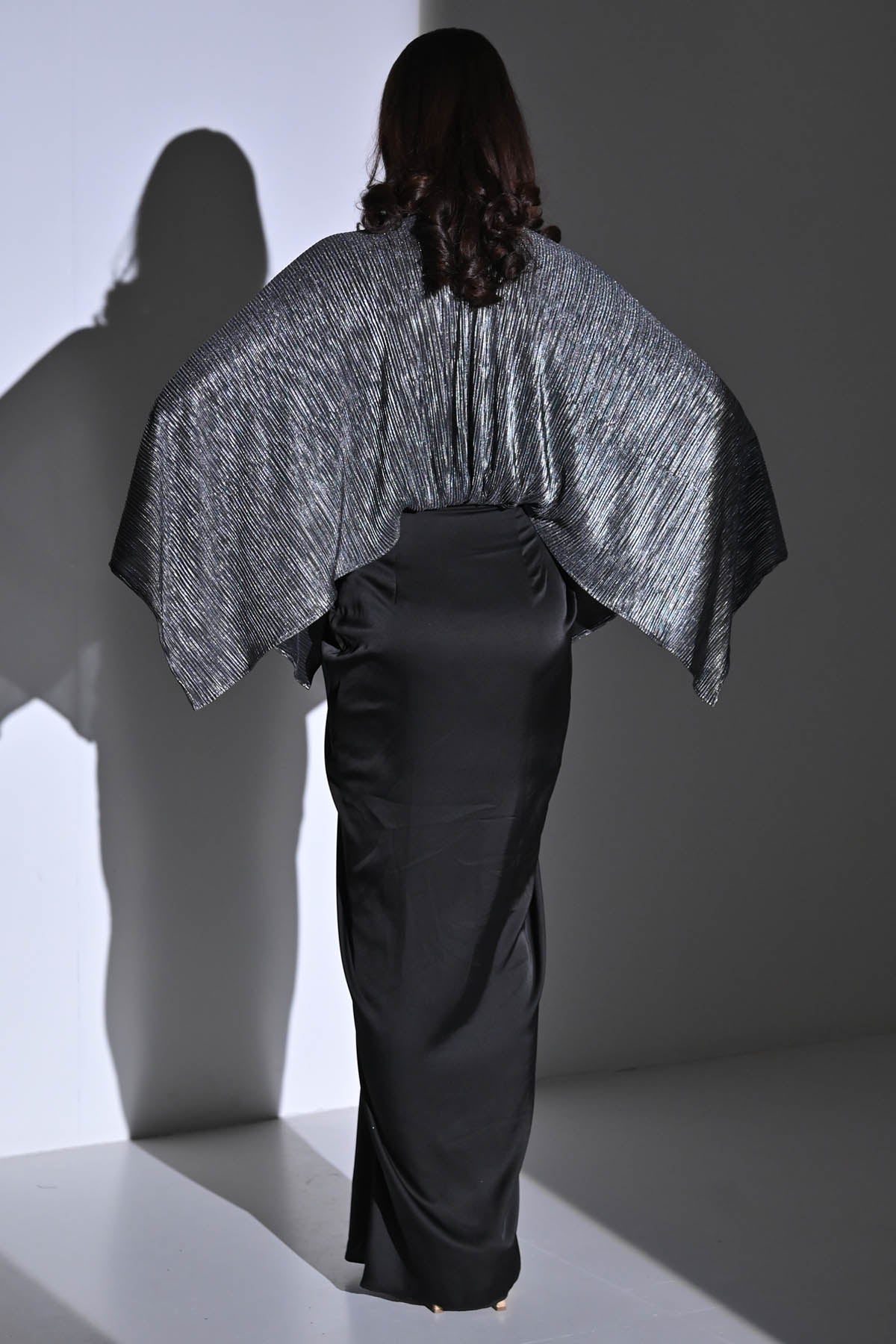 Black Front Cut Kaftan Dress