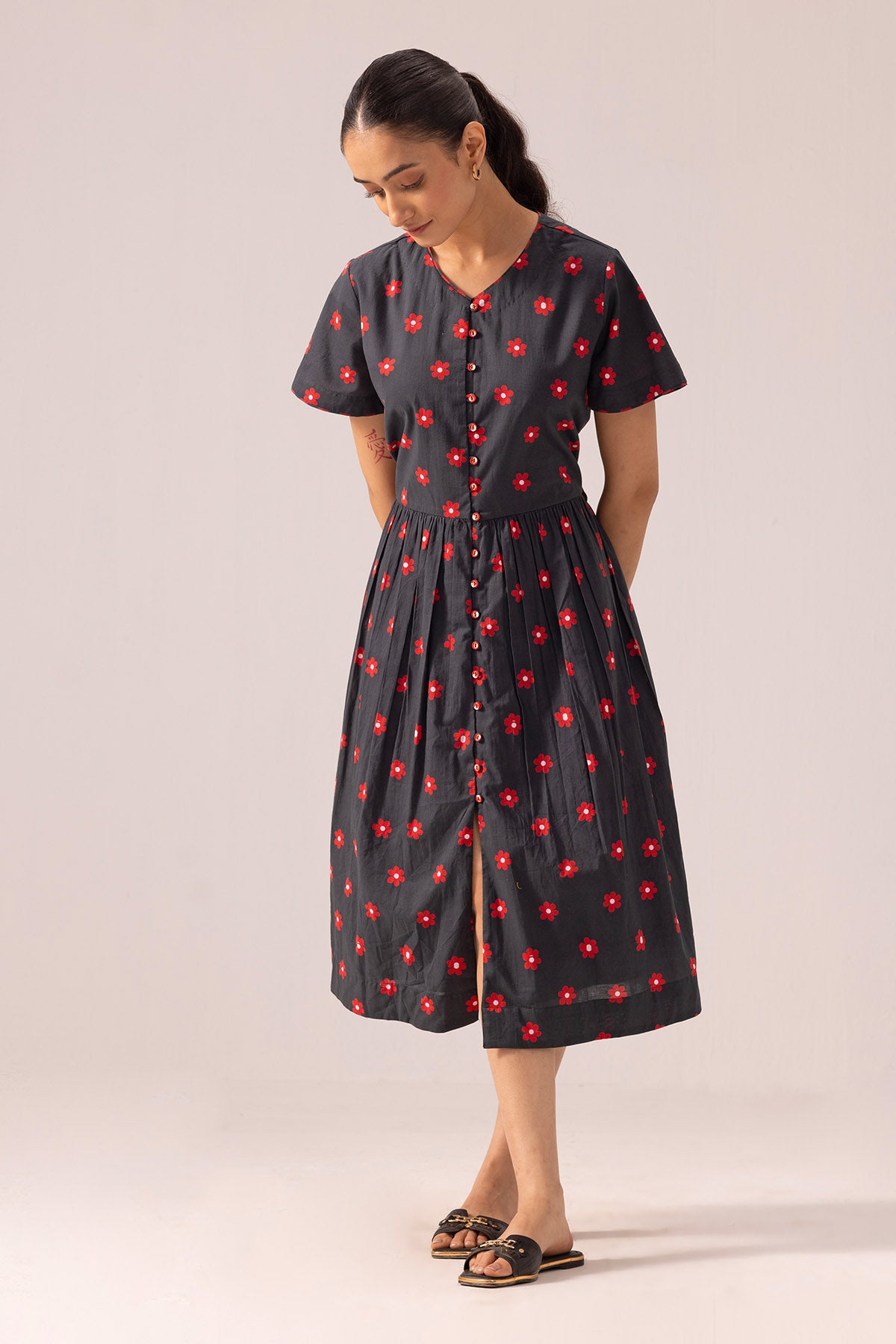 Black Front Opening Maxi Dress