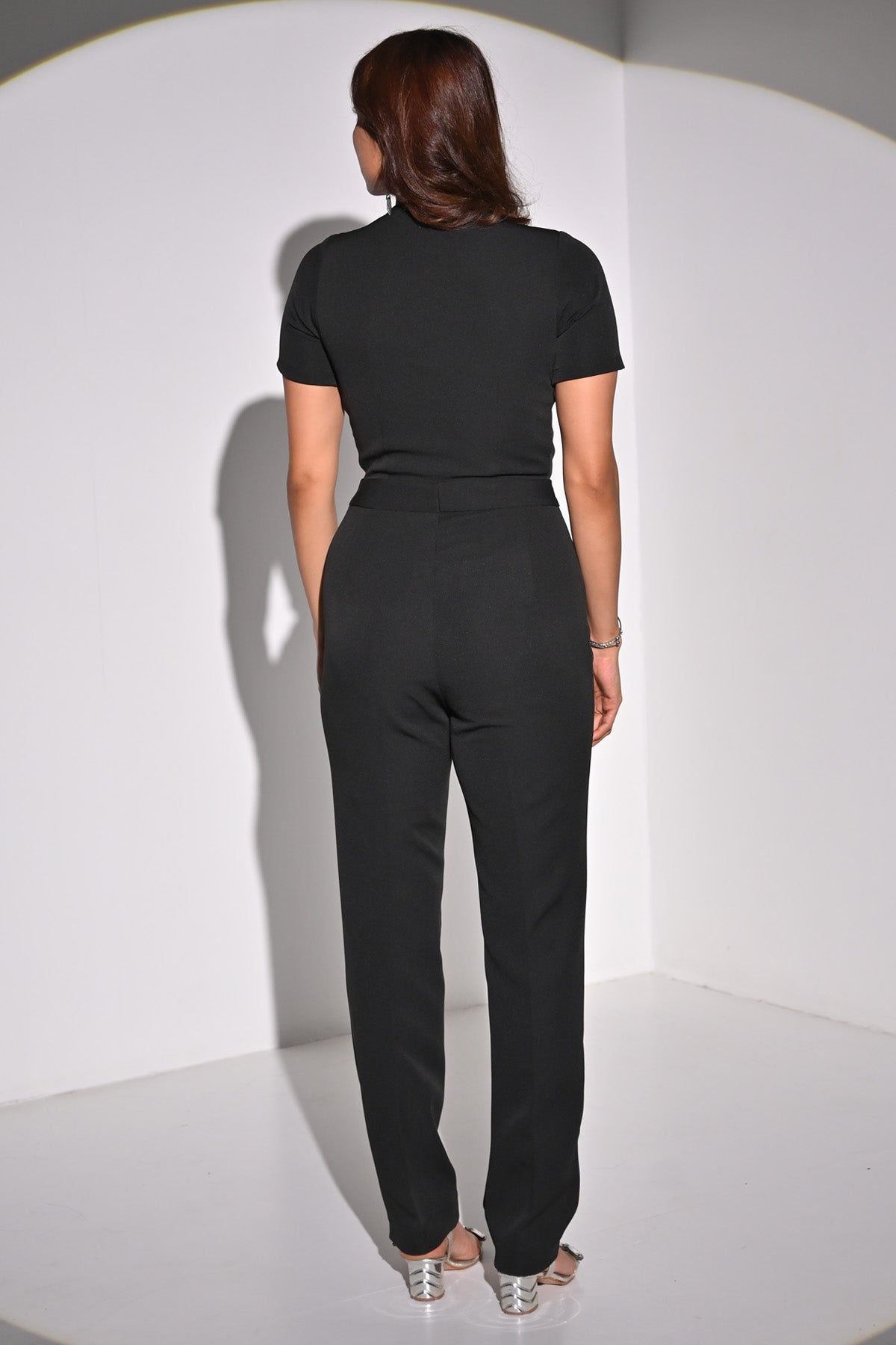 Black Front Tie-Up Jumpsuit