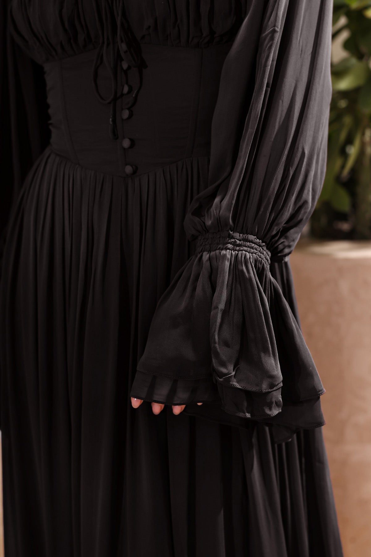 Black Georgette Flowing Dress