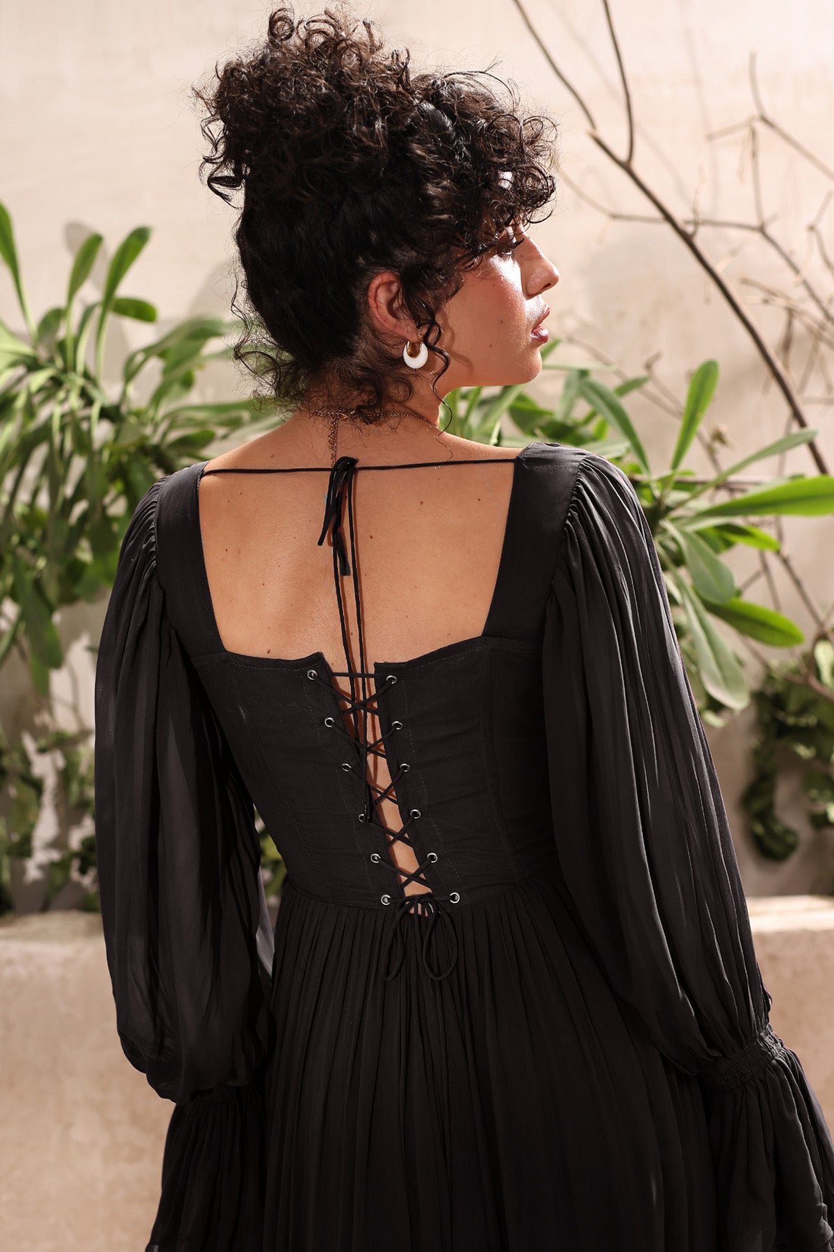 Black Georgette Flowing Dress