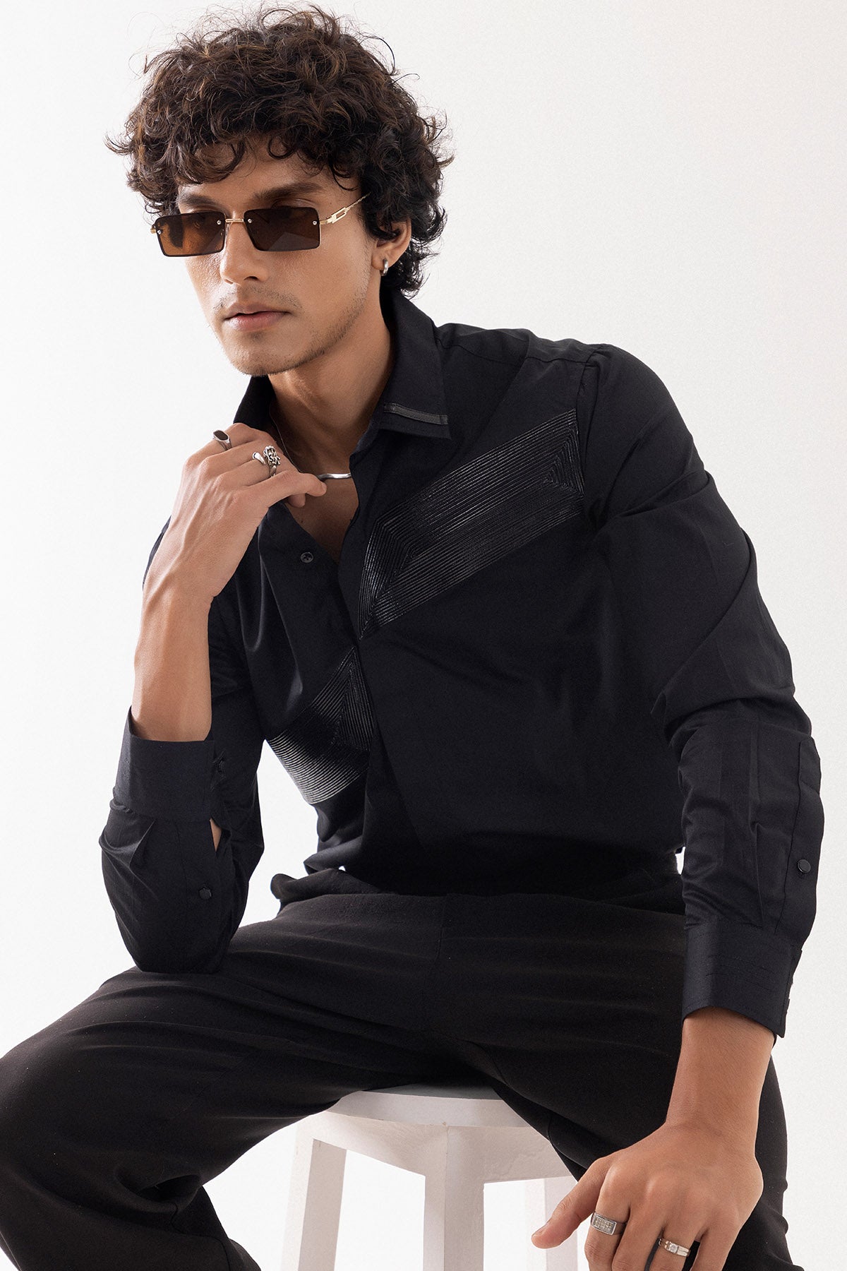 Black Giza Cotton Cord Shirt