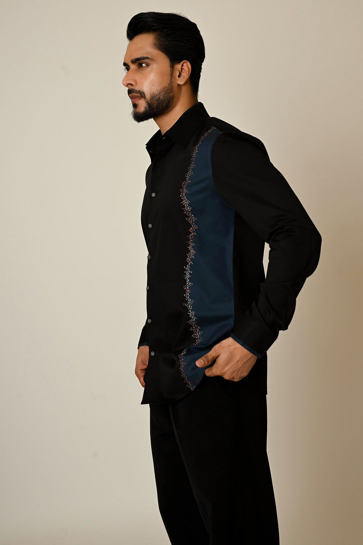 Black Giza Cotton Thread Shirt