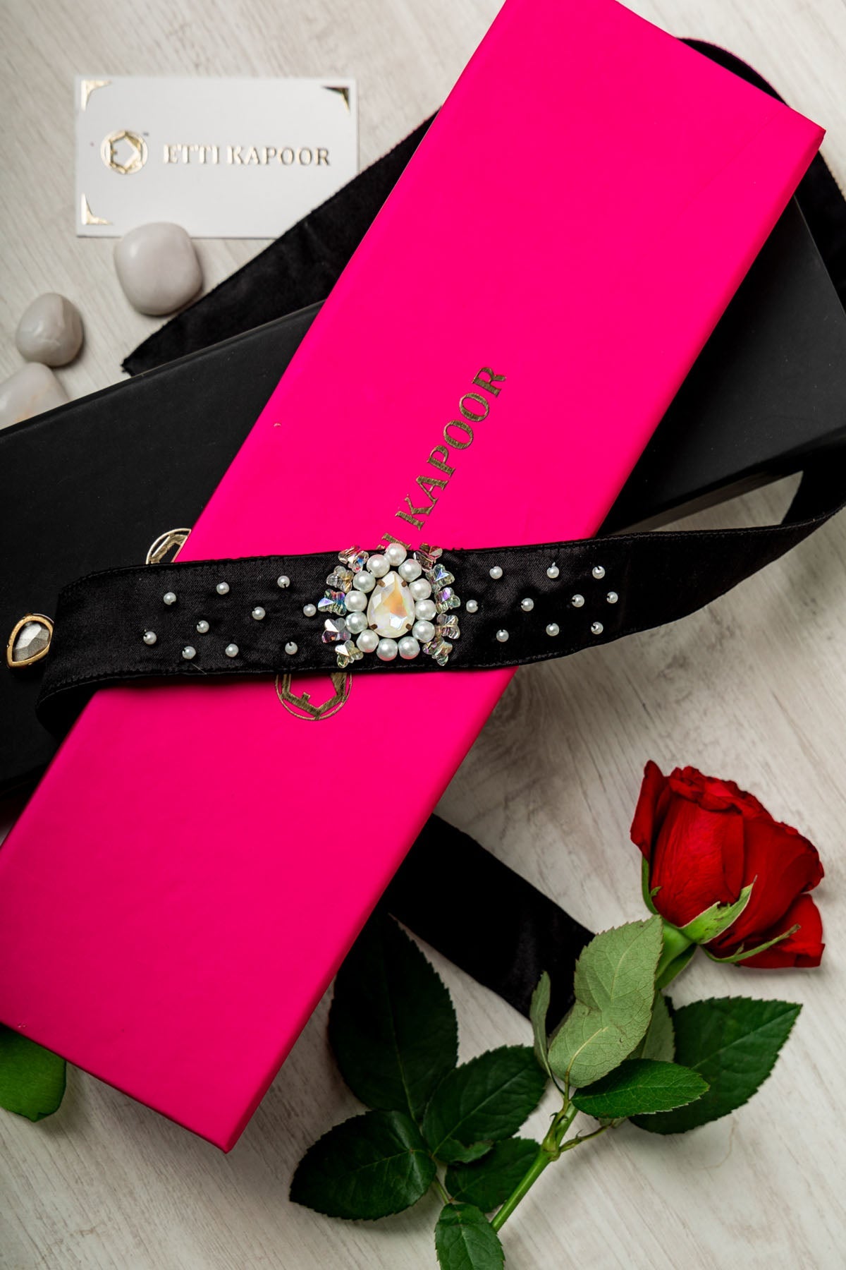 Etti Kapoor Black Glass Beads & Pearl Belt Accessories online at ScrollnShops