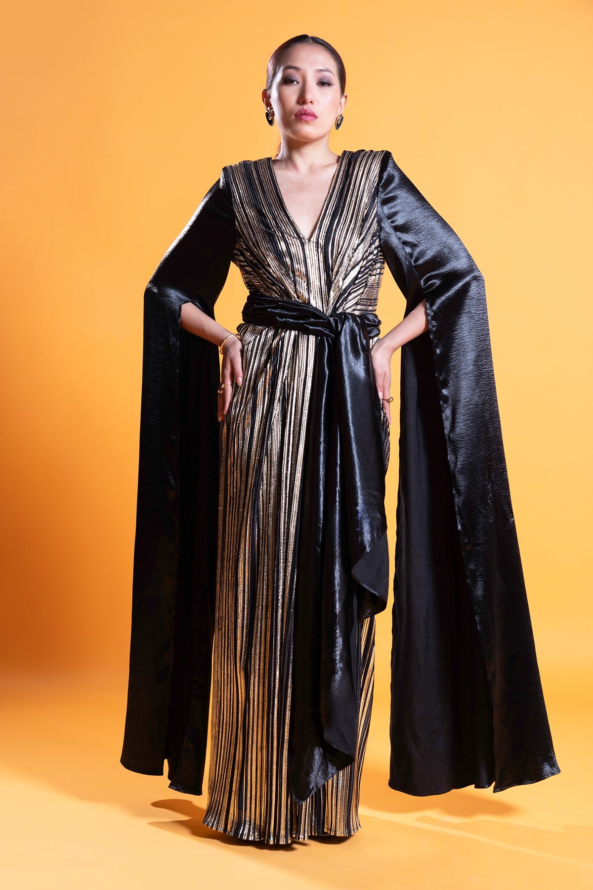 Buy Black & Gold Foil Printed Gown for Women at ScrollnShops Buy Black & Gold Foil Printed Gown for Women at ScrollnShops