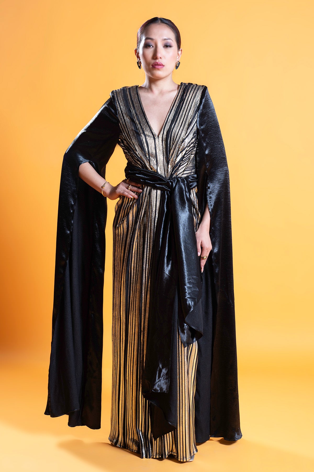 Black & Gold Foil Printed Gown