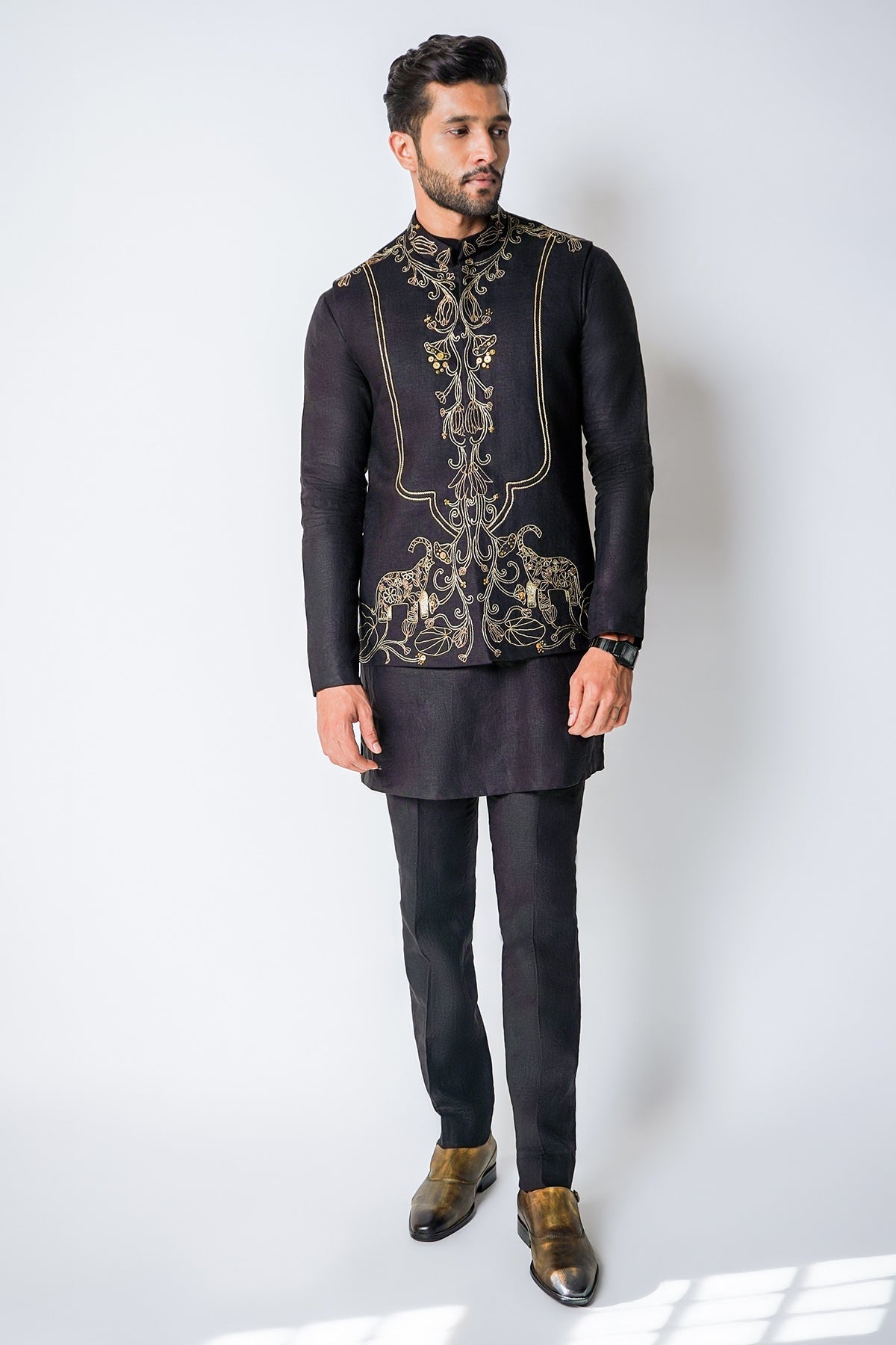 Buy Black Gold Metal Disk Bundi Set for men by House of Sheriff online available at scrollnshops