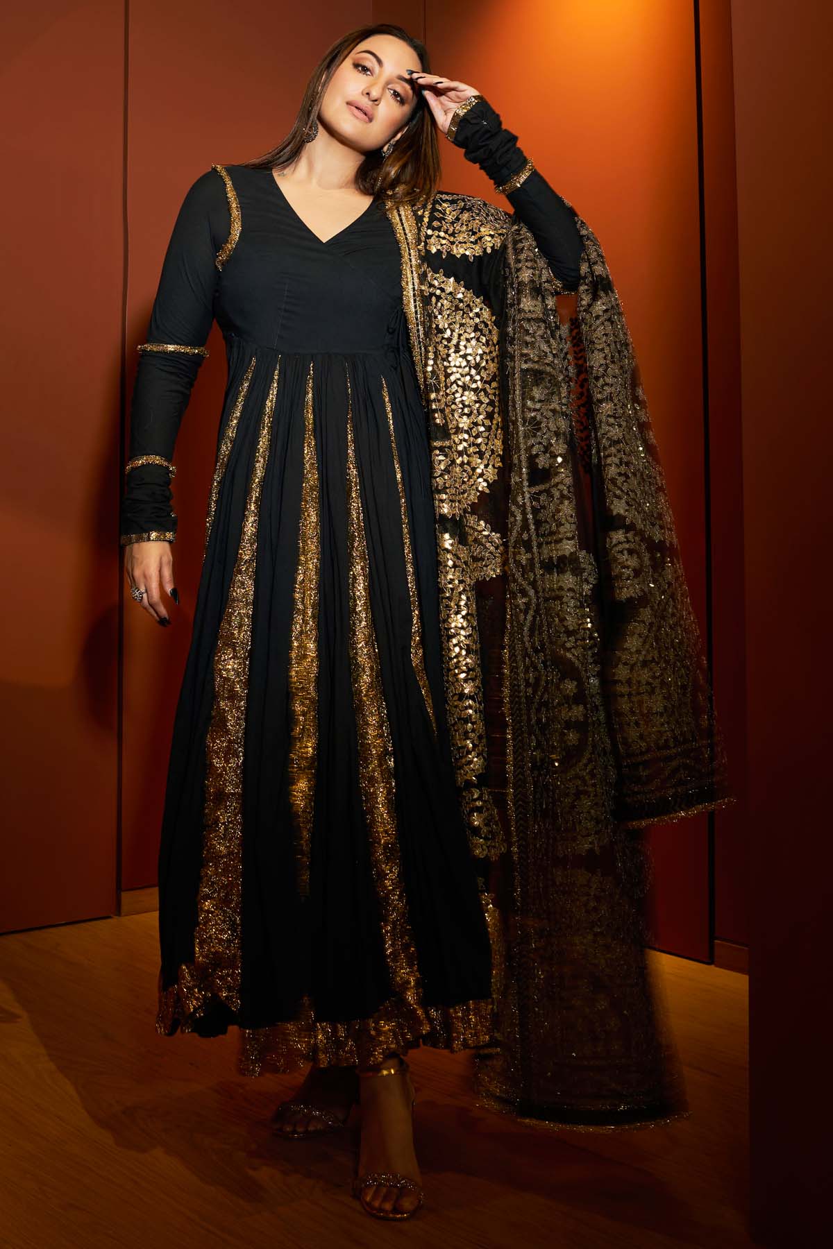 Buy ITRH, Designer Black Gota Patti Anarkali Set Online