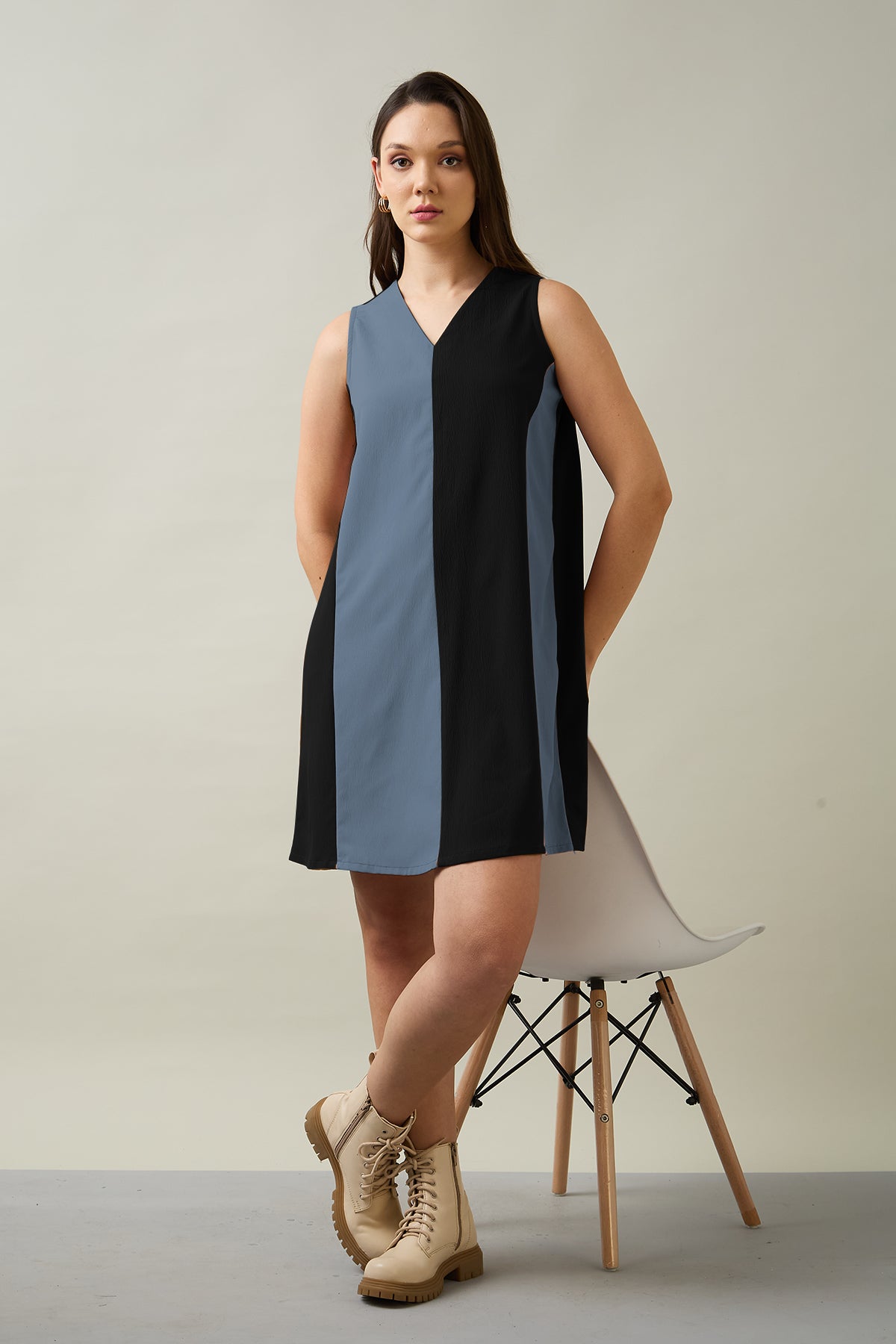 Buy Black & Grey Colourblock Dress online at scrollnshops
