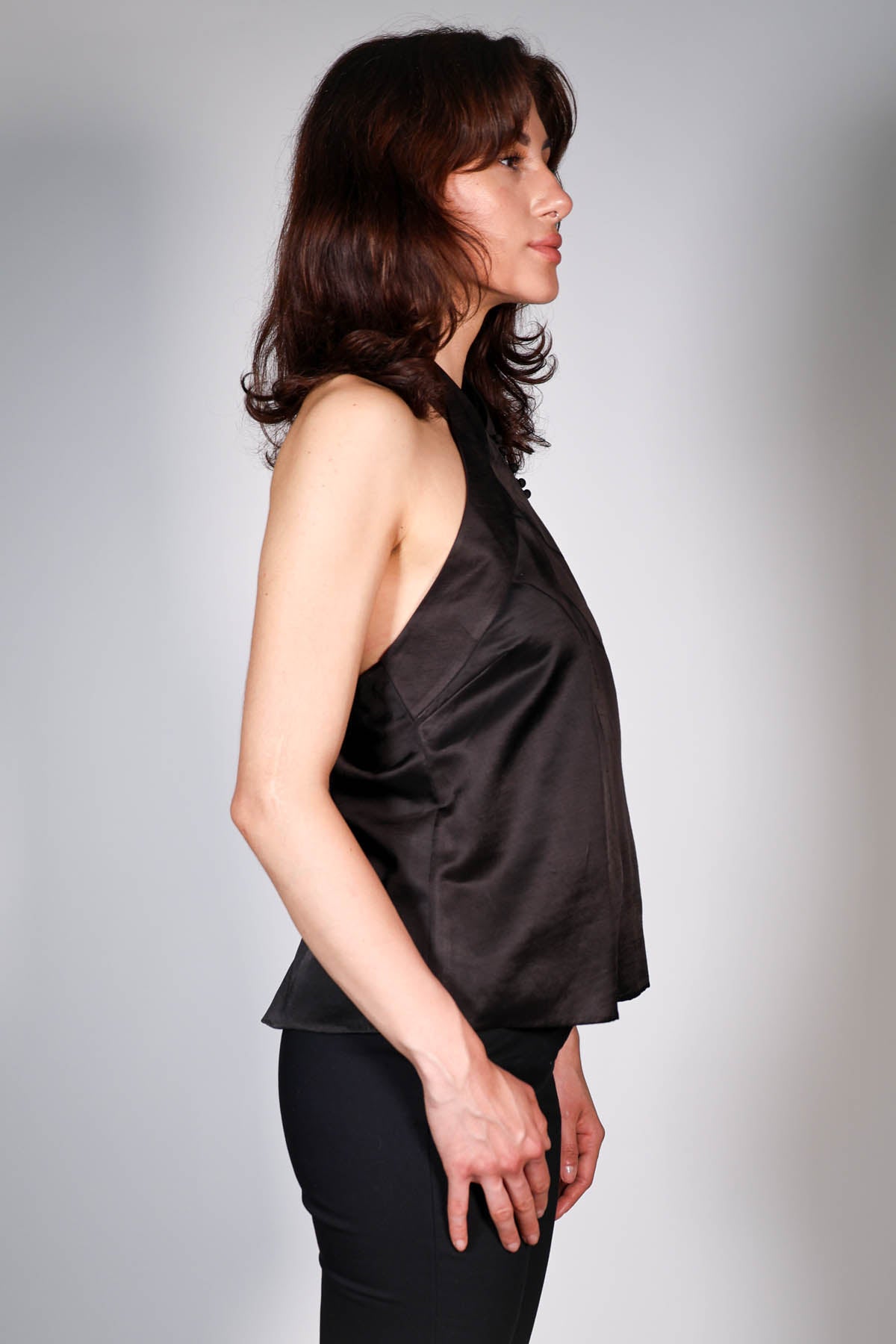 Black Halter Neck Backless Top