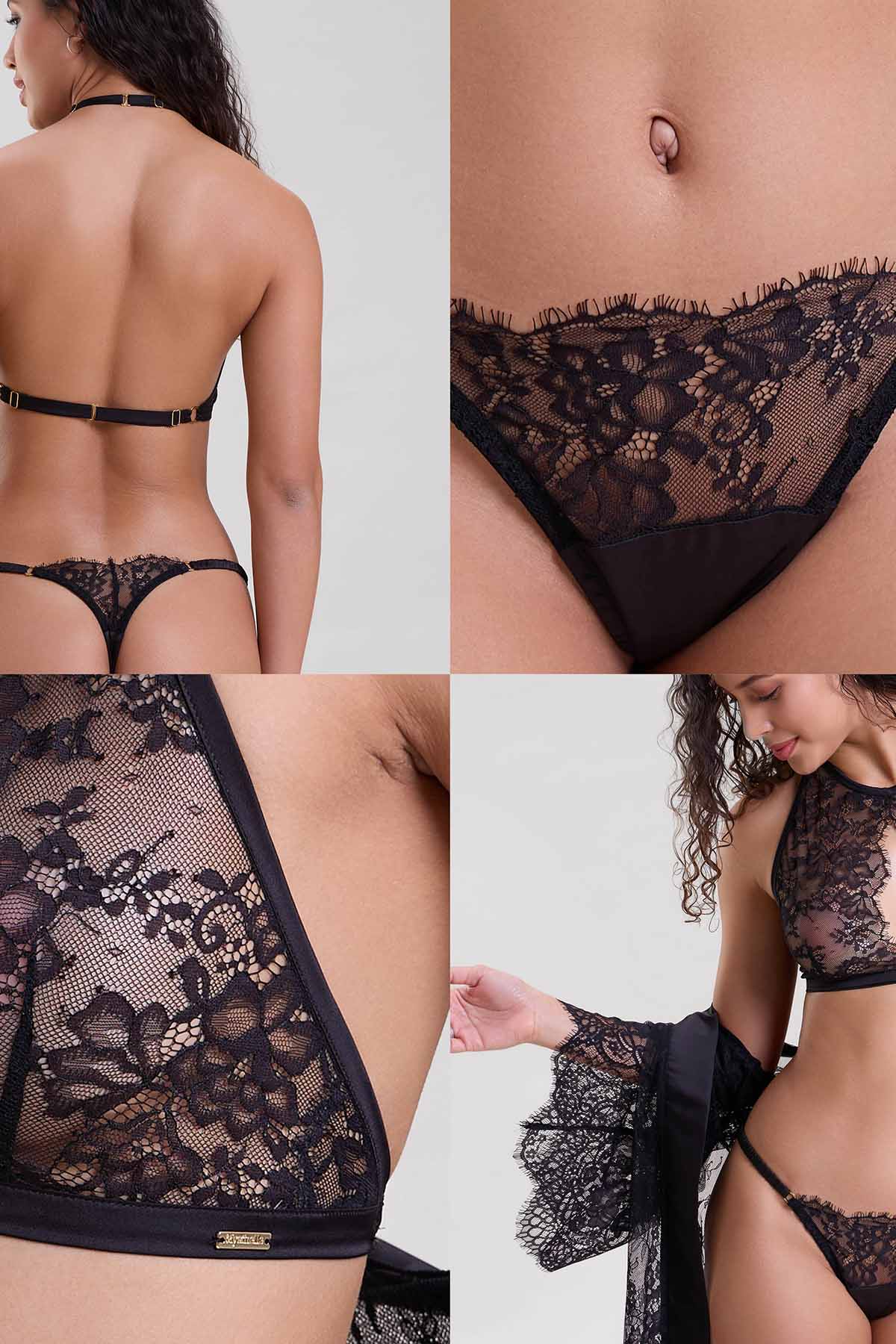 Black Halter Neck Bra & Thong