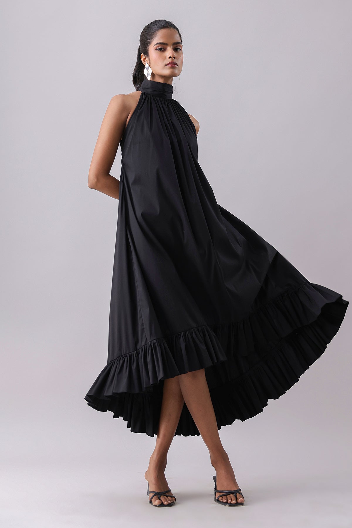 Buy Black Halter Neck High-Low Dress by Why Look West for women online at ScrollnShops