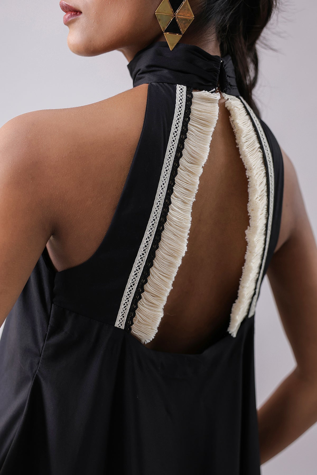 Black Halter Neck High-Low Dress