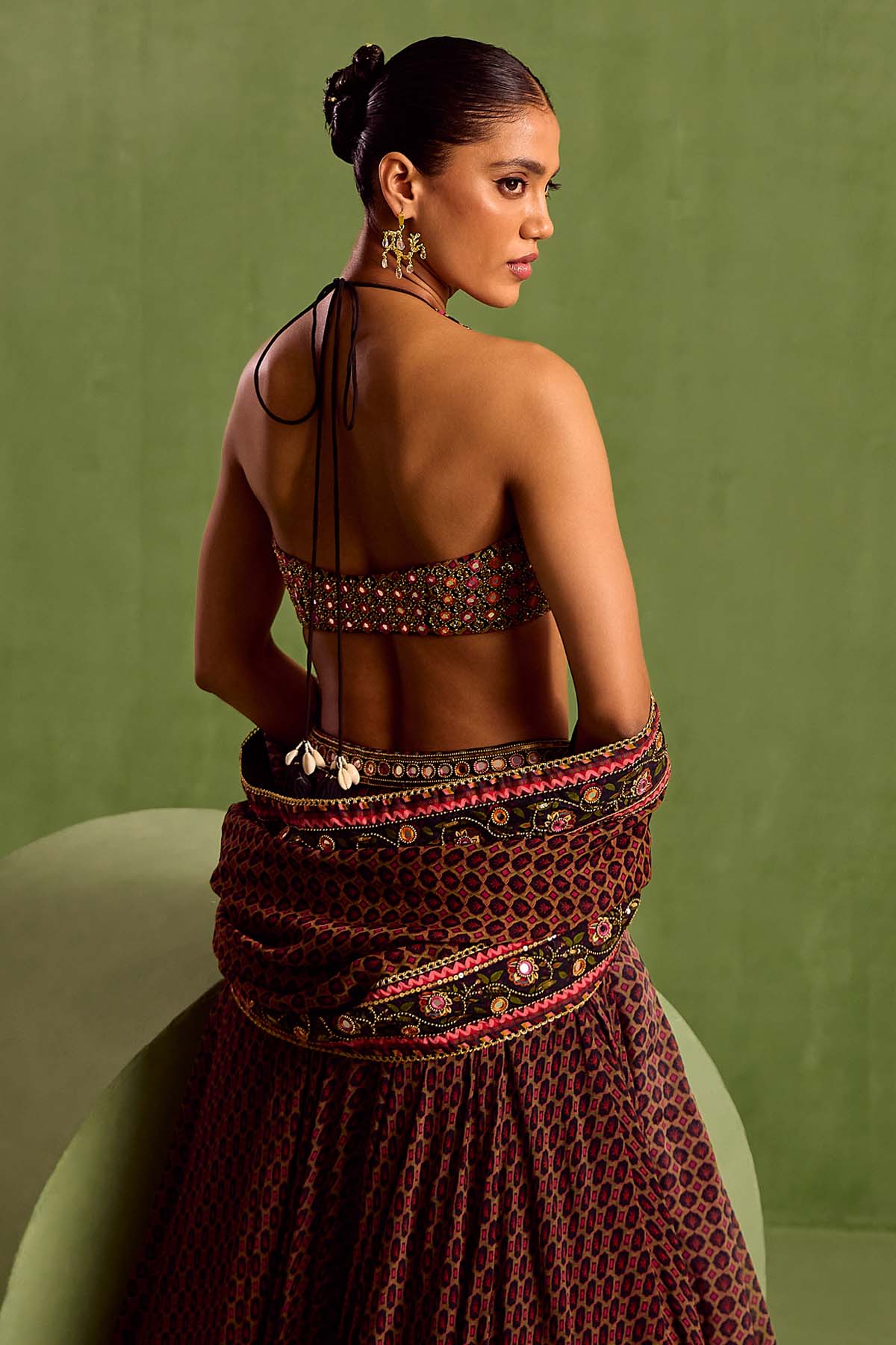 Black Halter Neck Lehenga Set