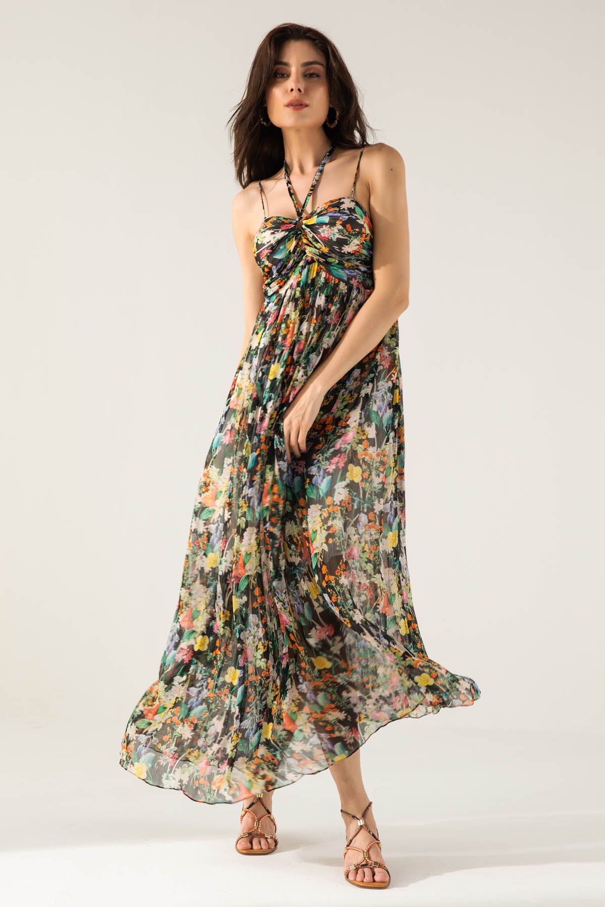 Reena Sharma Black Halter Neck Long Dress For Women Online at ScrollnShops