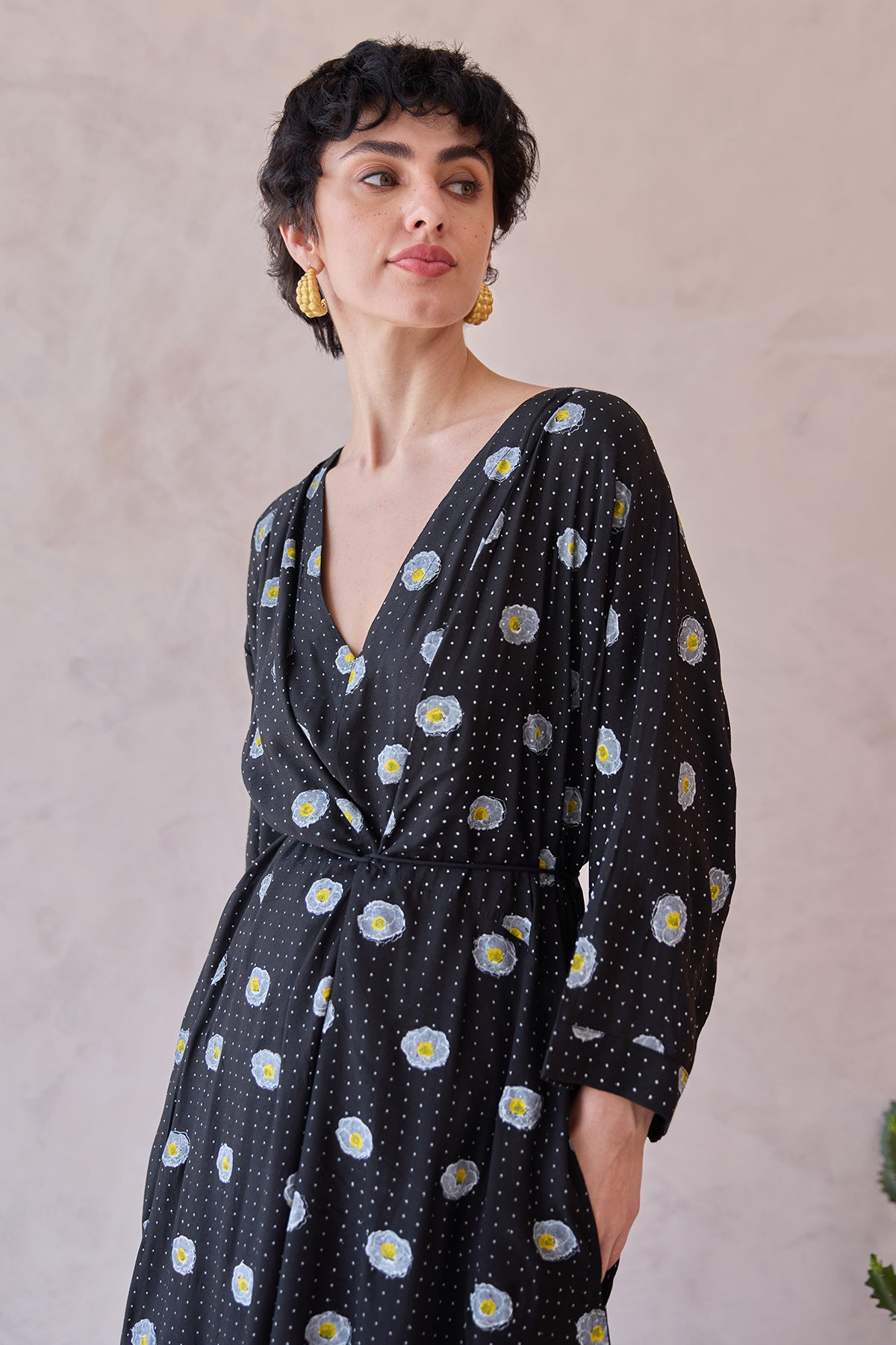 Black Hand Block Printed Dress