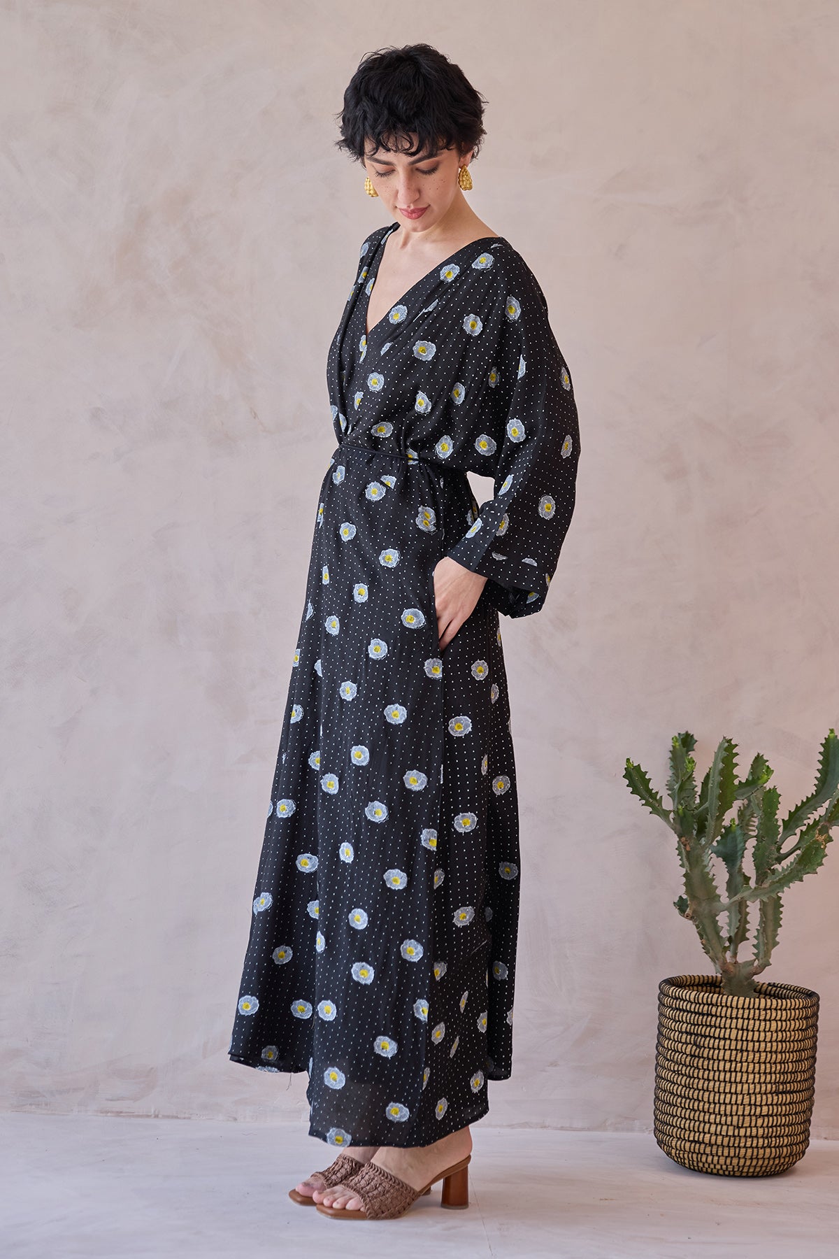 Black Hand Block Printed Dress
