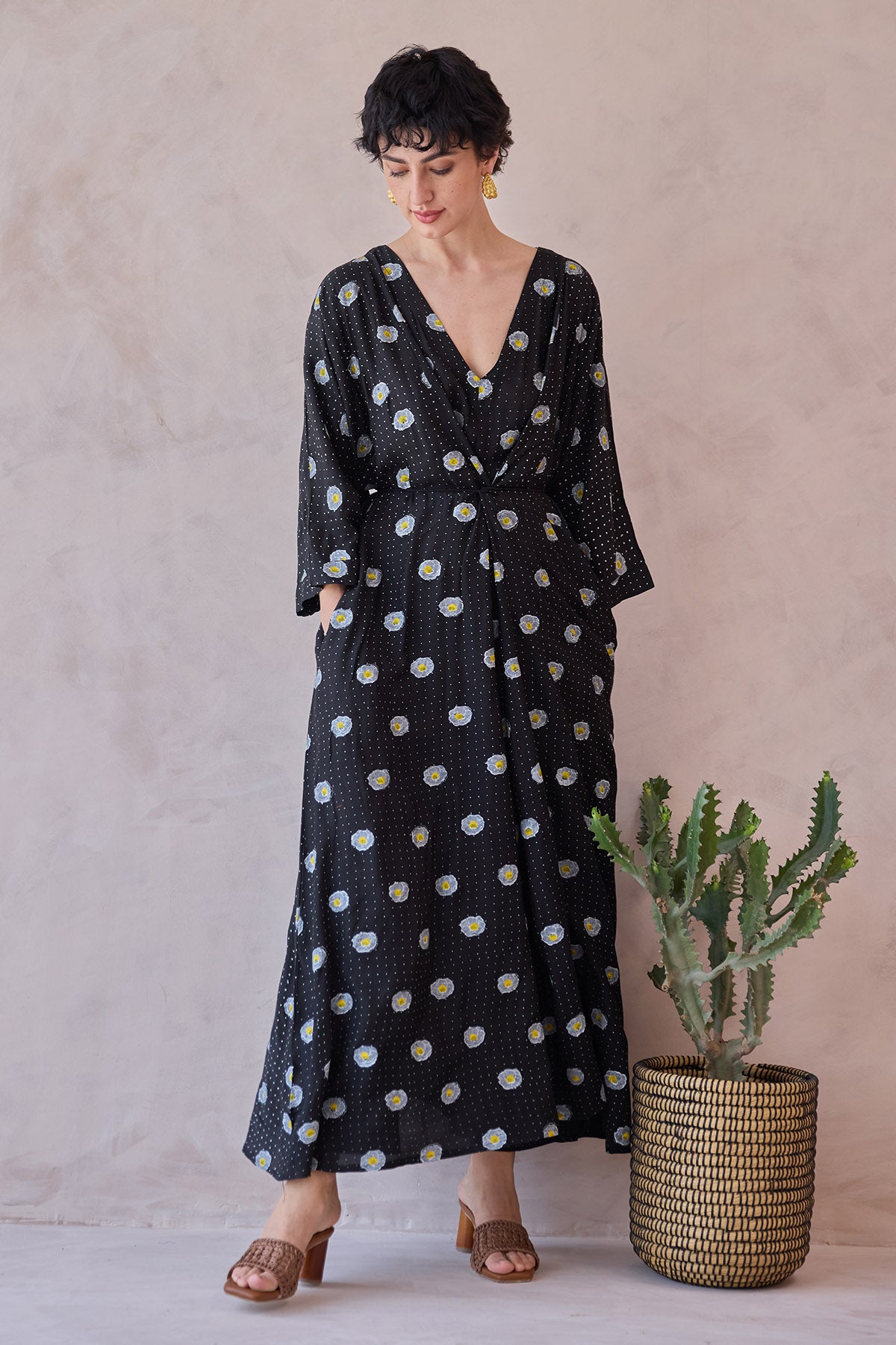 Black Hand Block Printed Dress